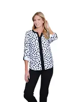 Multiples Multiples Roll Tab Cuffed L/S Dot Top M16404