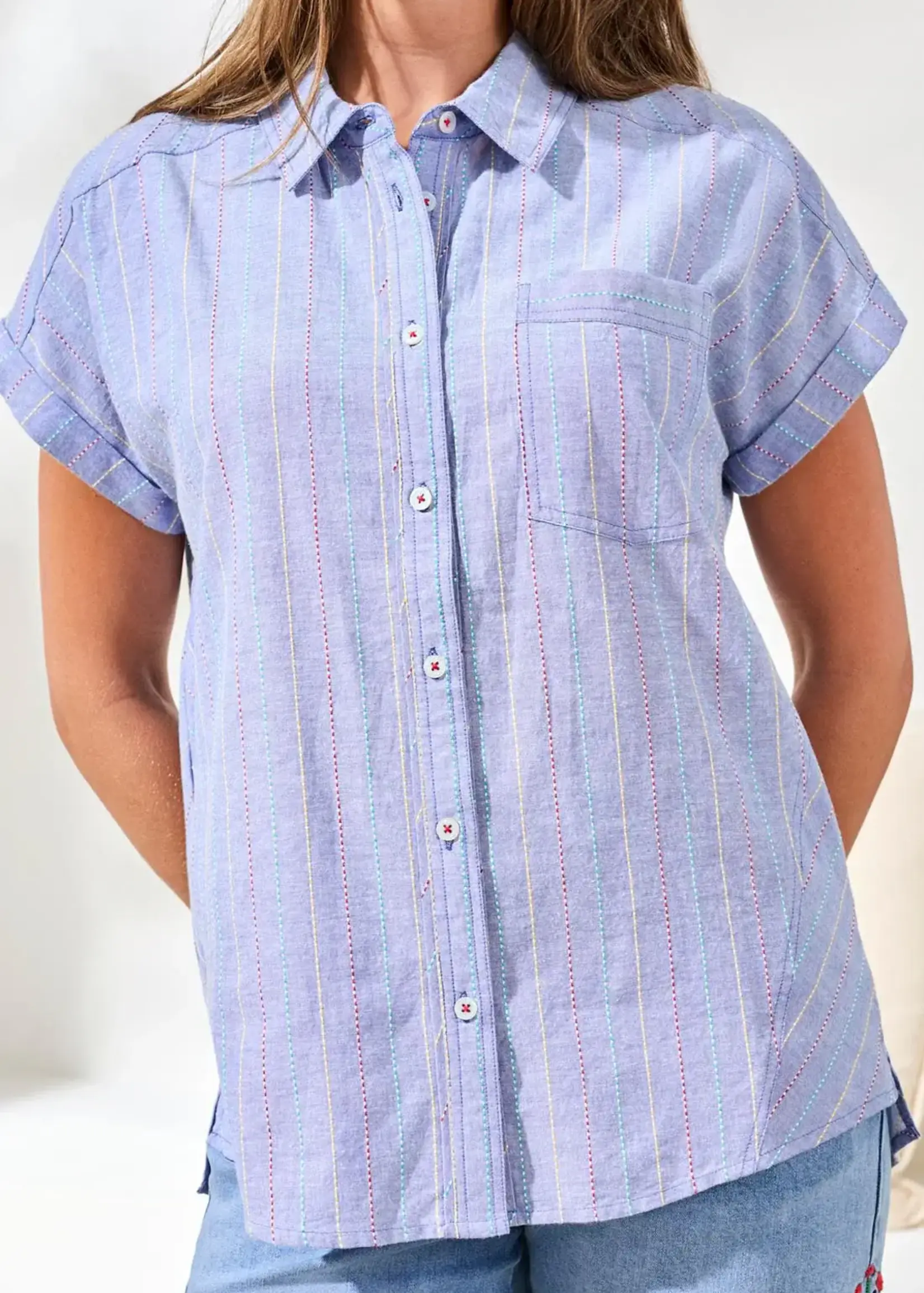 Tribal Tribal Cap Sleeve Shirt w/ Cuts 6199O