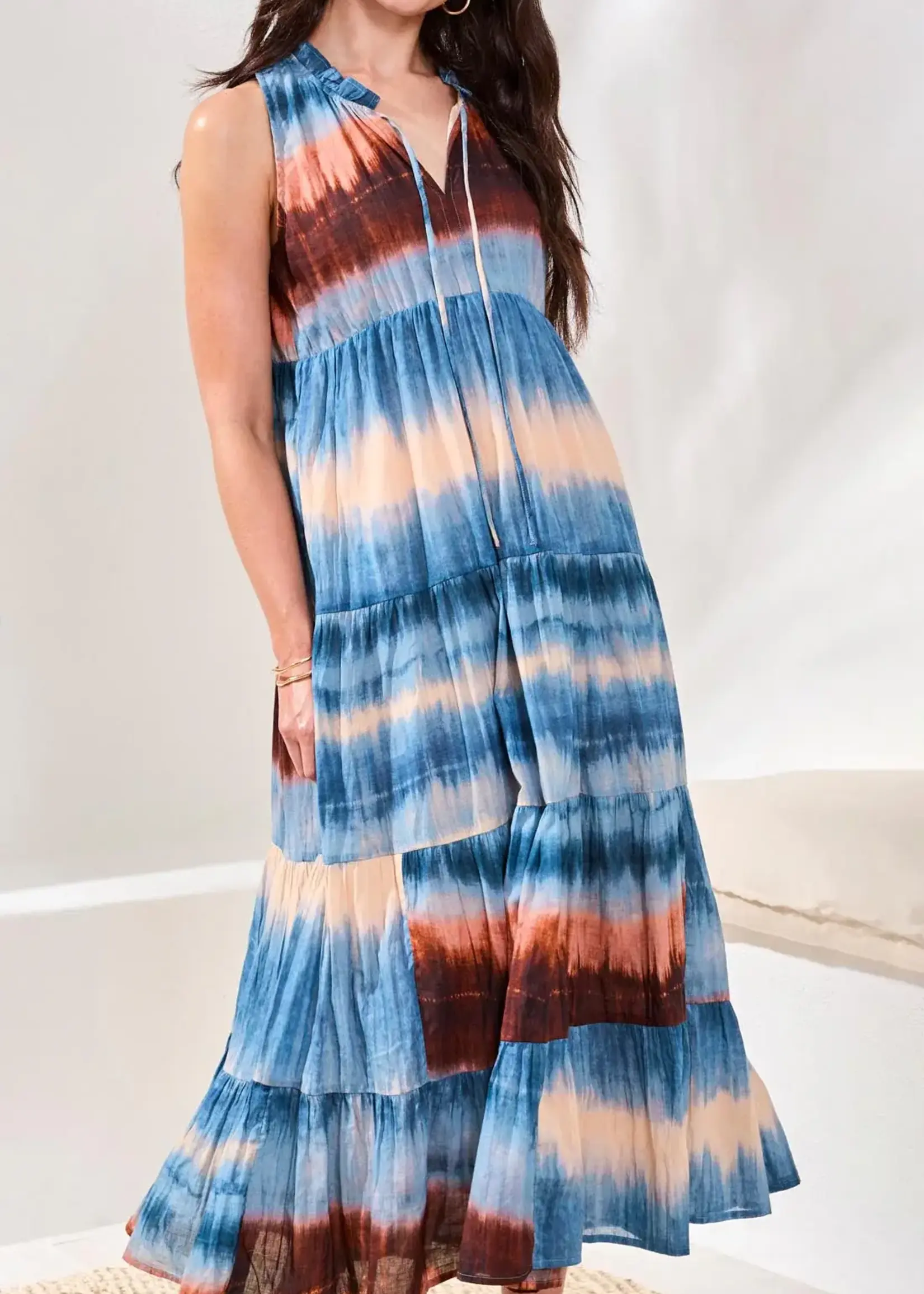 Tribal Tribal Lined Maxi Tiered Dress 974O