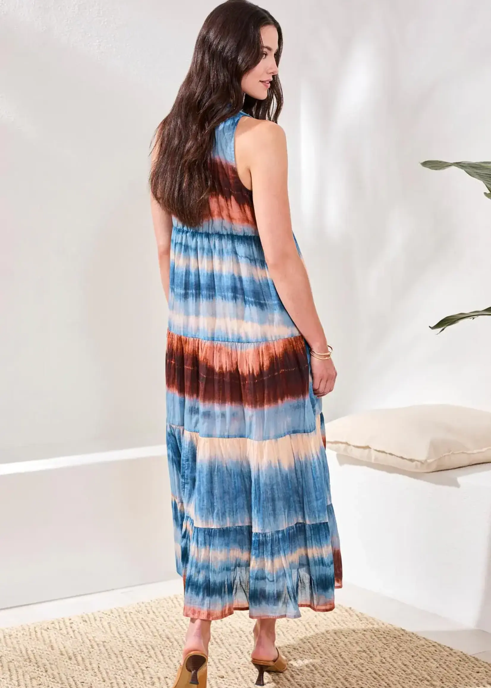 Tribal Tribal Lined Maxi Tiered Dress 974O