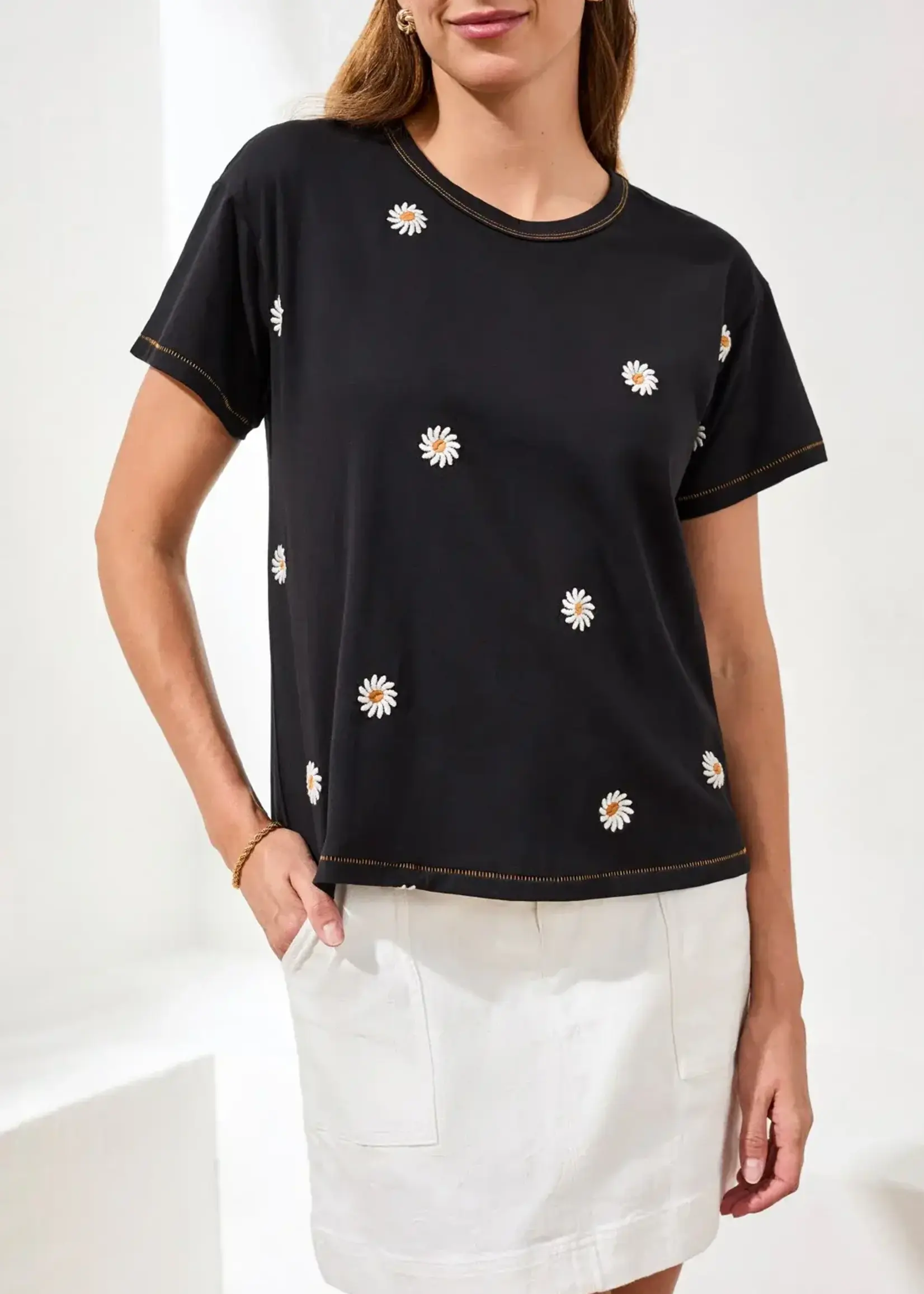 Tribal Tribal S/S Crew Neck Top w/ Embroidery 3043O