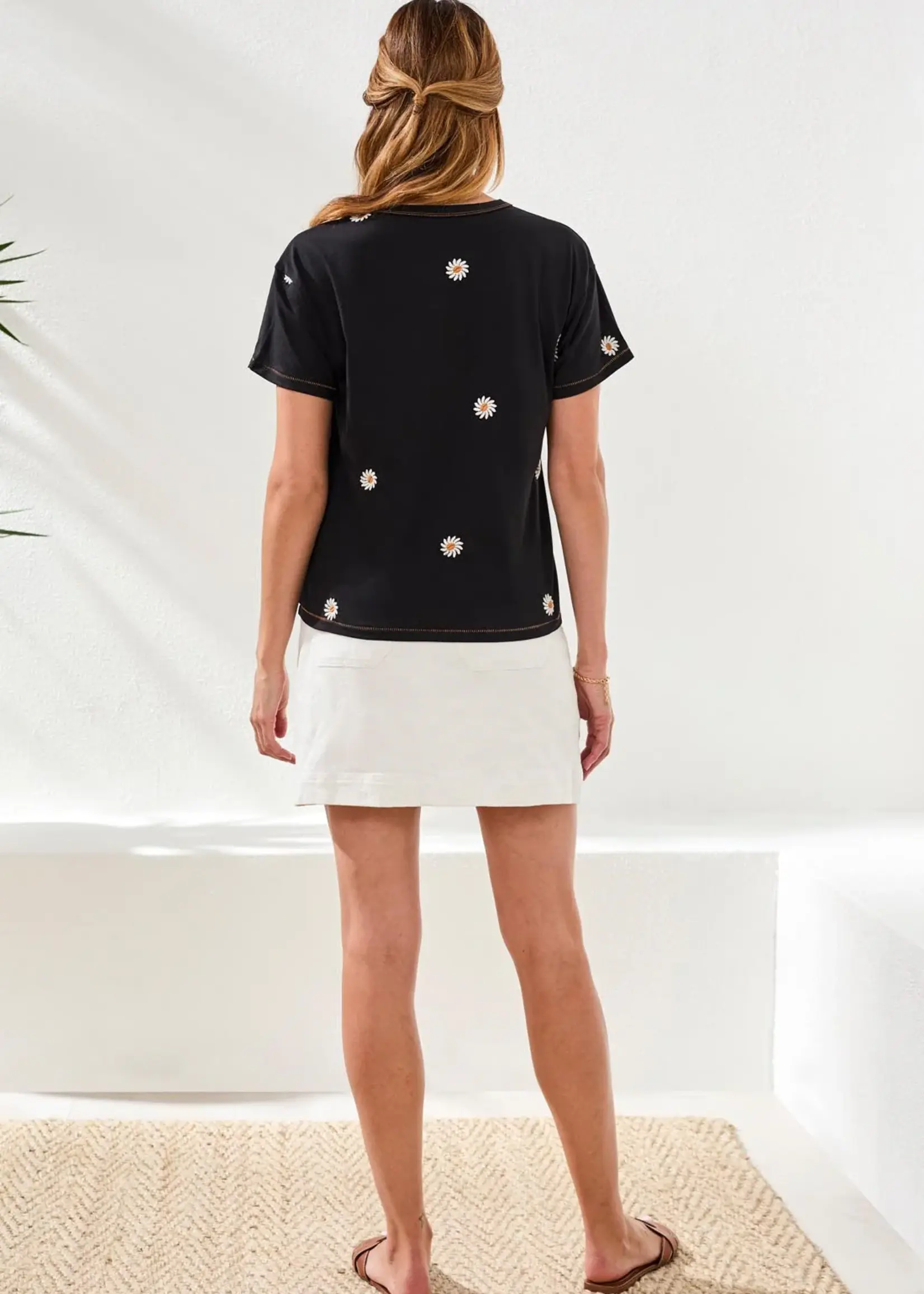 Tribal Tribal S/S Crew Neck Top w/ Embroidery 3043O