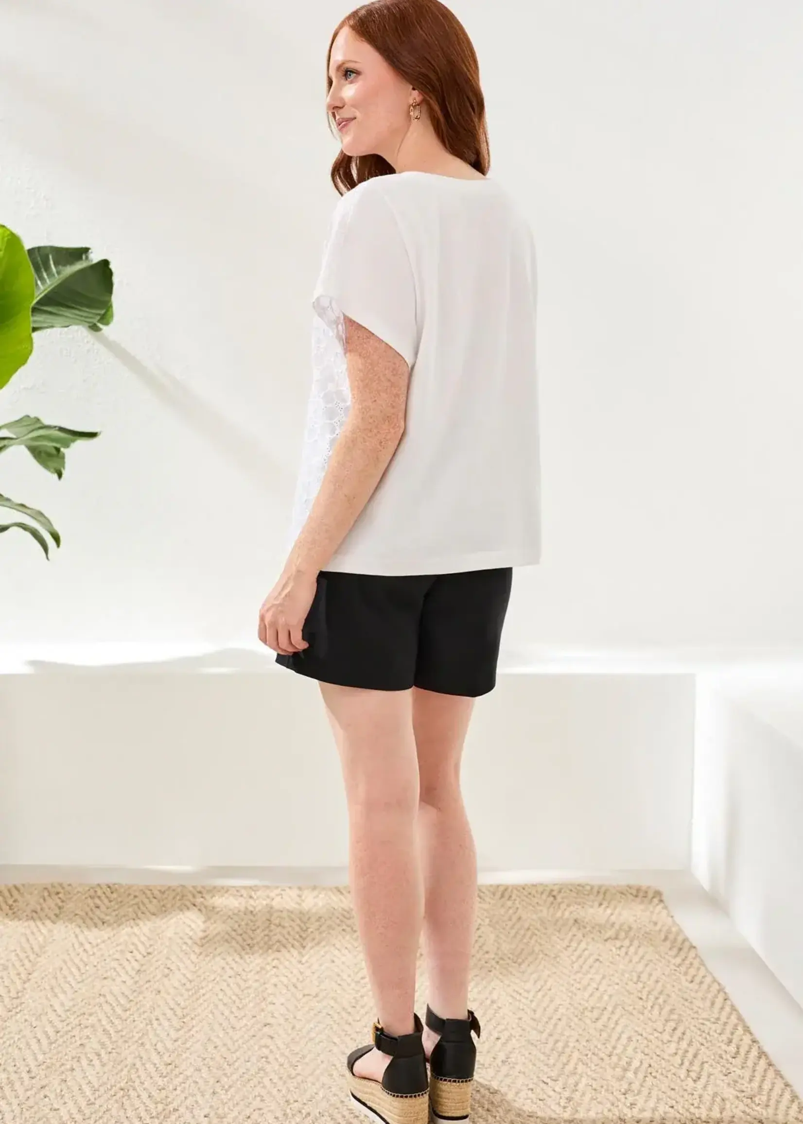 Tribal Tribal Cap Sleeve Crew Neck Top 2483O