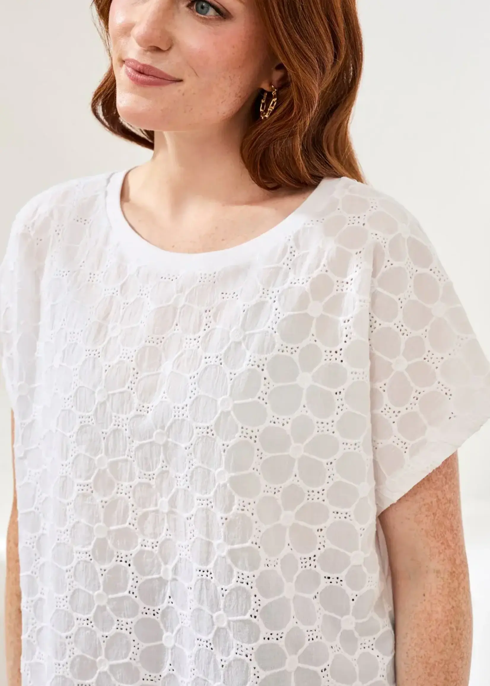 Tribal Tribal Cap Sleeve Crew Neck Top 2483O