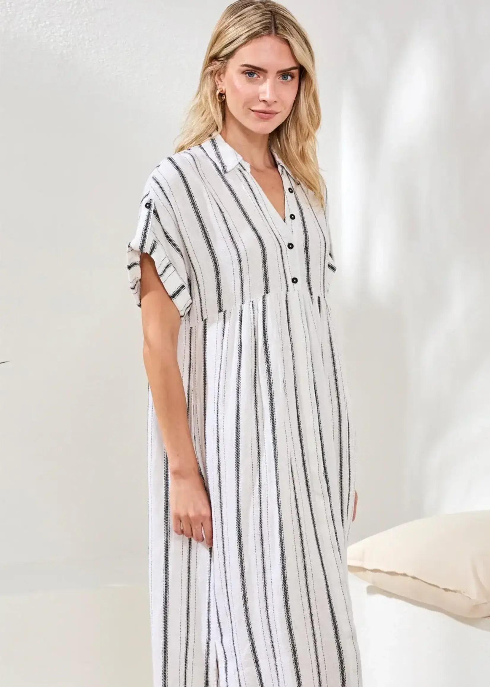 Tribal Tribal Shirt Dress w/ Slit And Hidden Placket 6095O