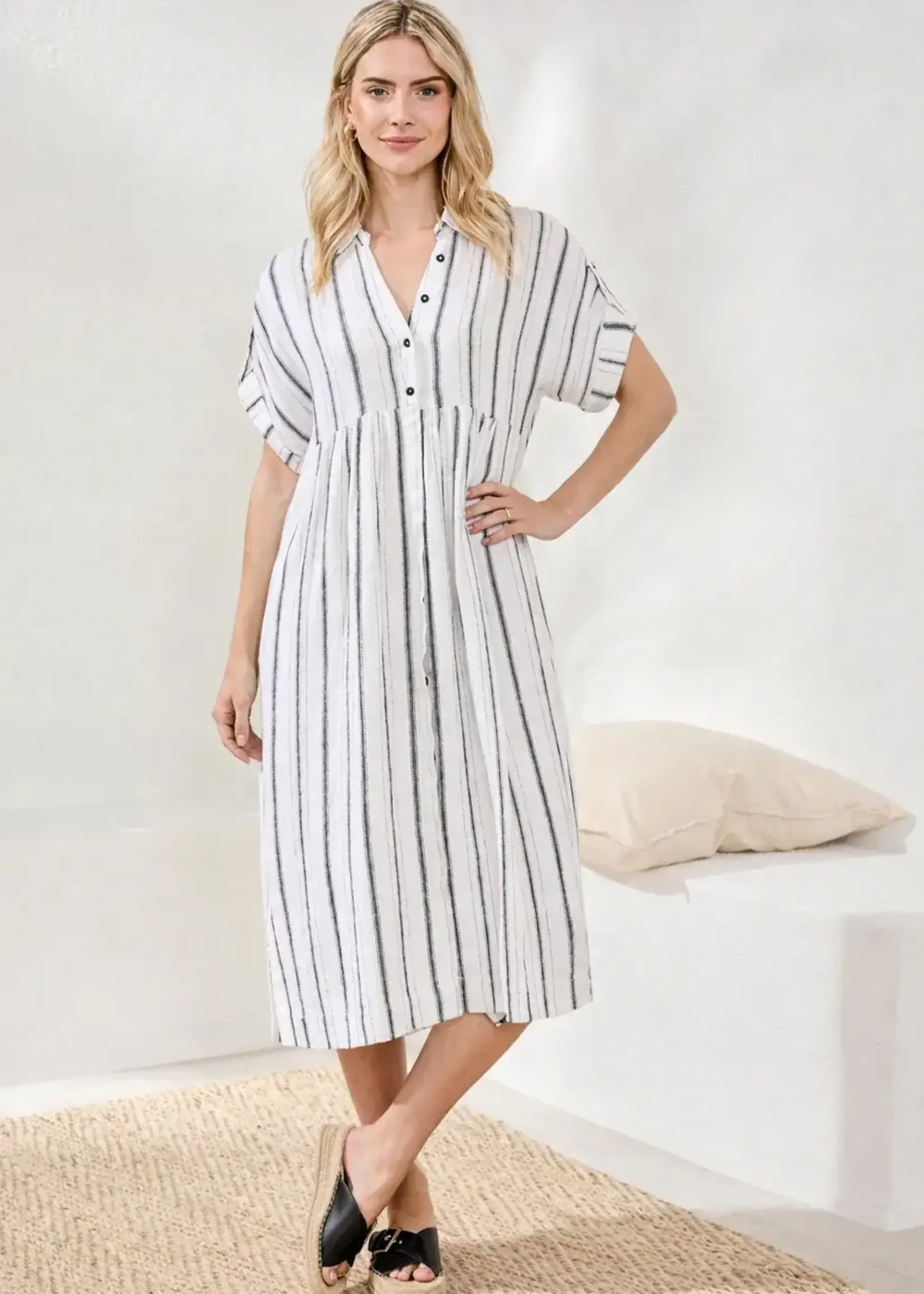 Tribal Tribal Shirt Dress w/ Slit And Hidden Placket 6095O