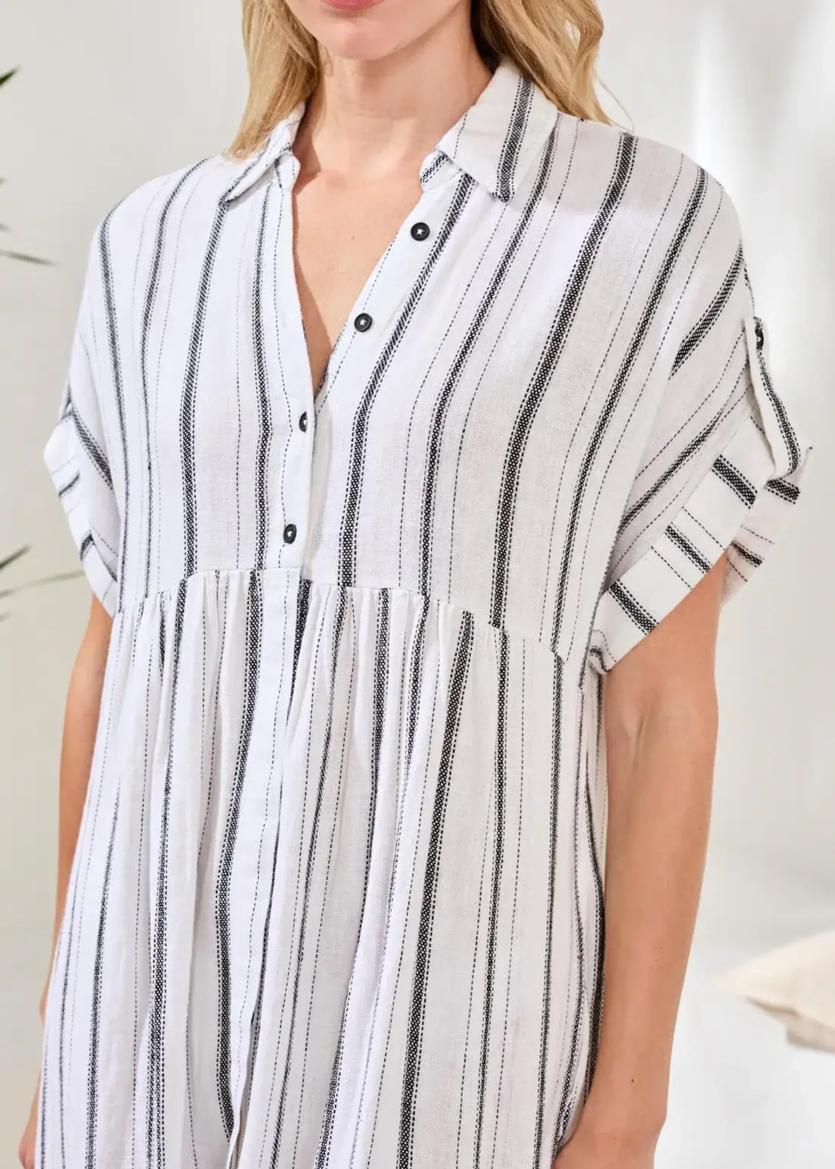 Tribal Tribal Shirt Dress w/ Slit And Hidden Placket 6095O