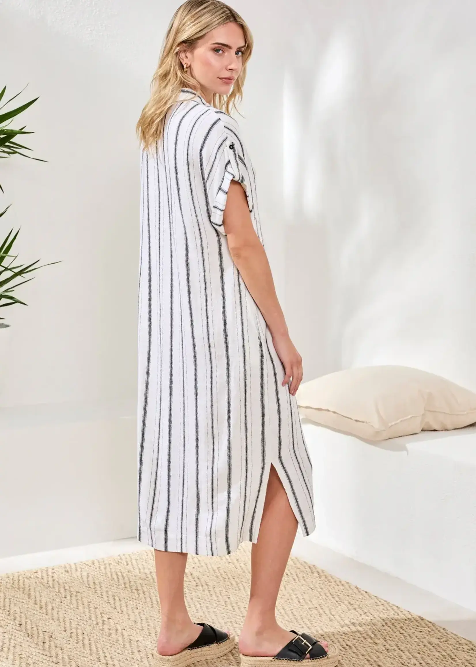 Tribal Tribal Shirt Dress w/ Slit And Hidden Placket 6095O