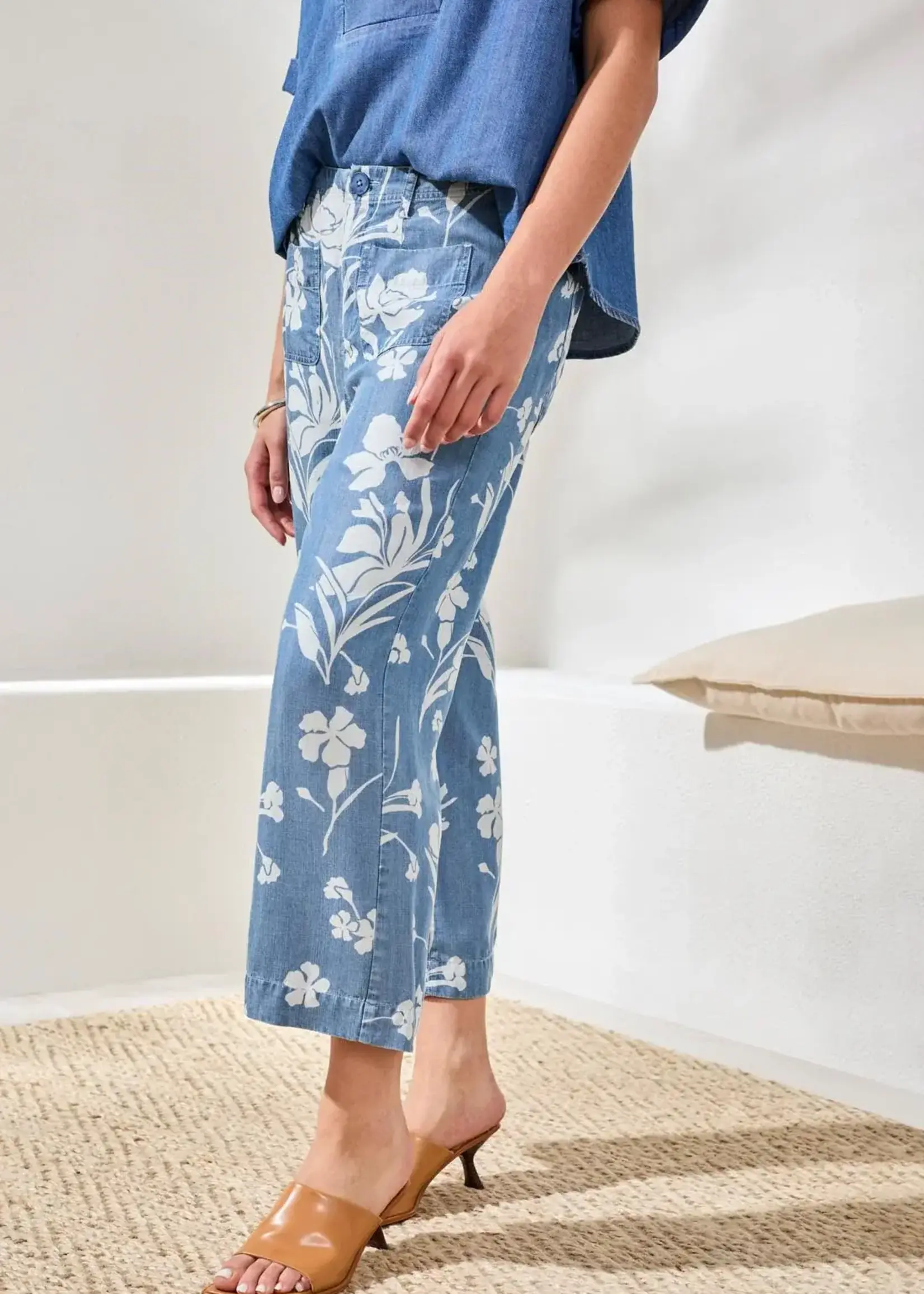 Tribal Tribal Flowy Wide Crop Pant 6142O