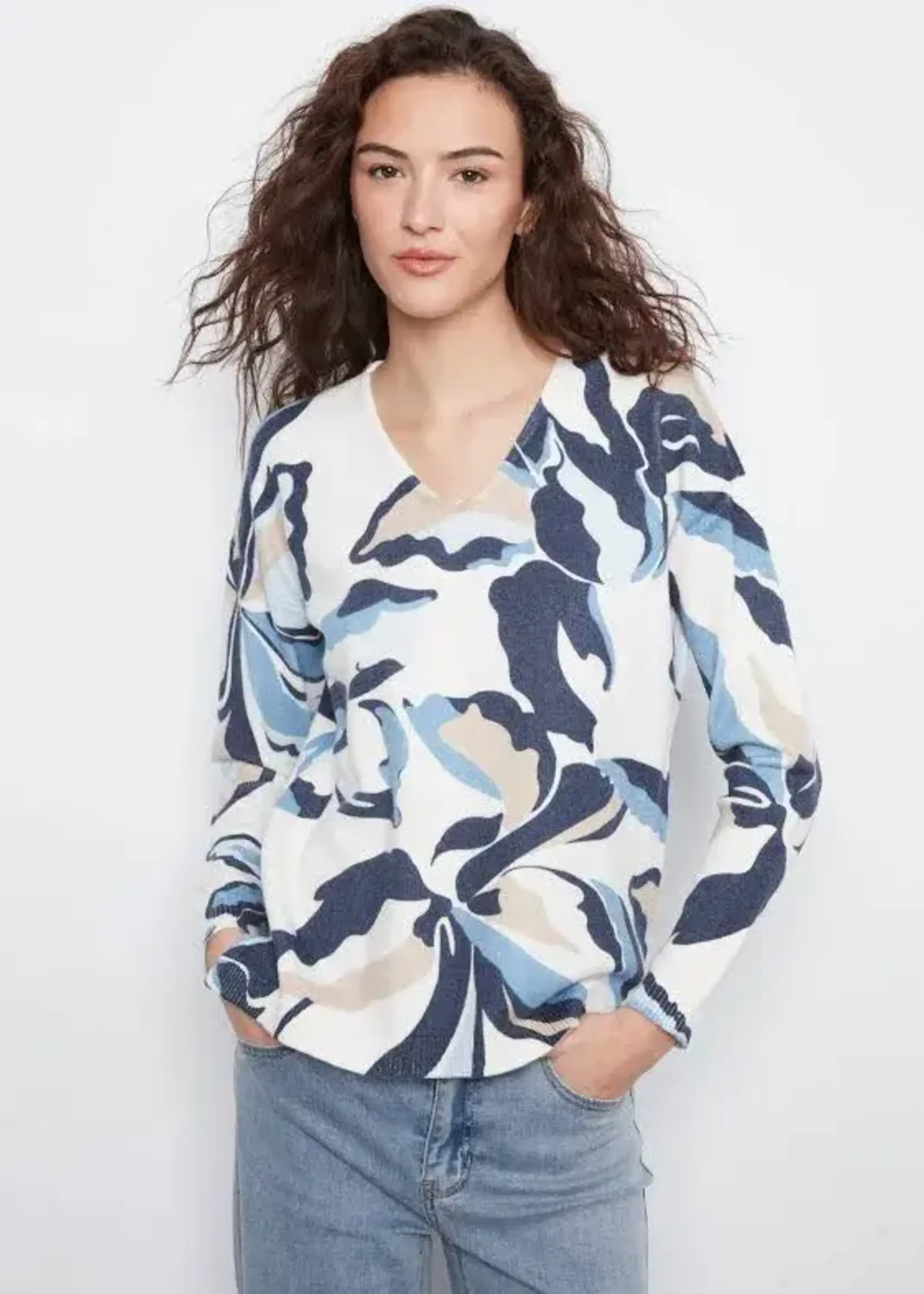 Charlie B Charlie B L/S Drop Shoulder V Neck Sweater C2581
