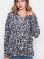 Charlie B Charlie B Printed L/S V Neck Sweater C2279