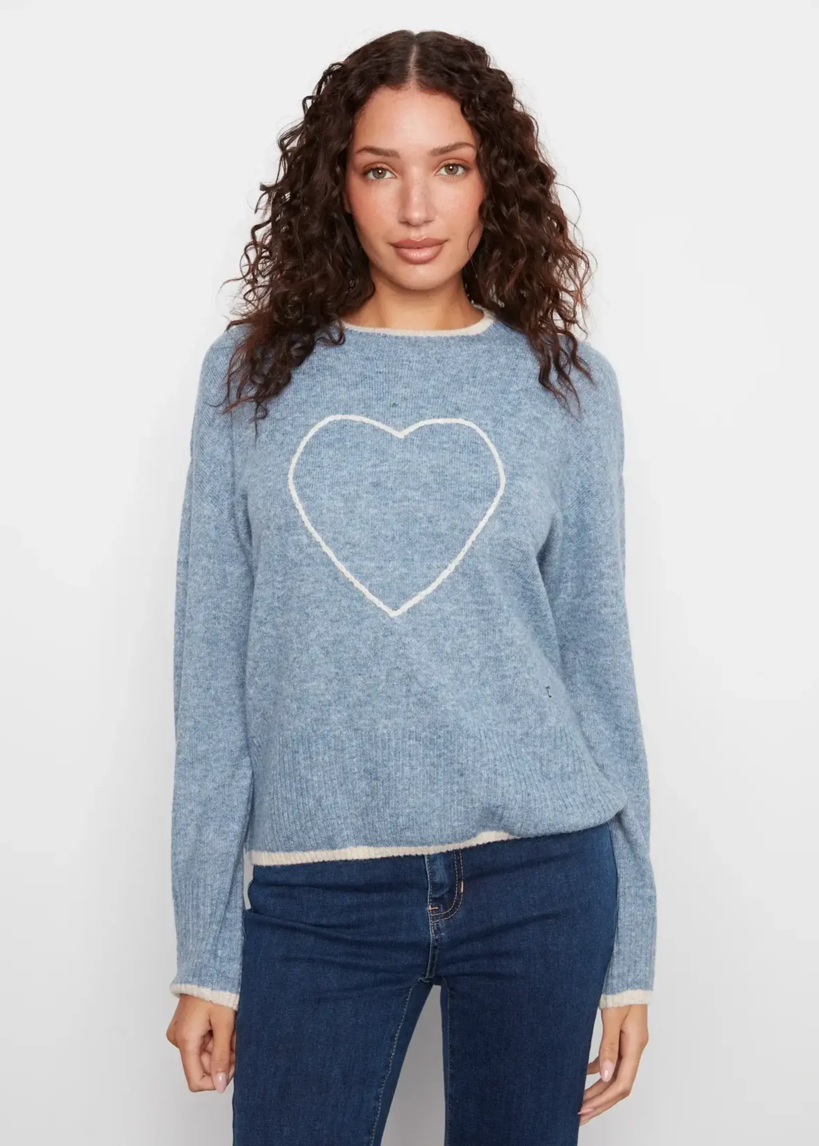 Charlie B Charlie B L/S Drop Shoulder Mock Neck Sweater w/ Emb C2026