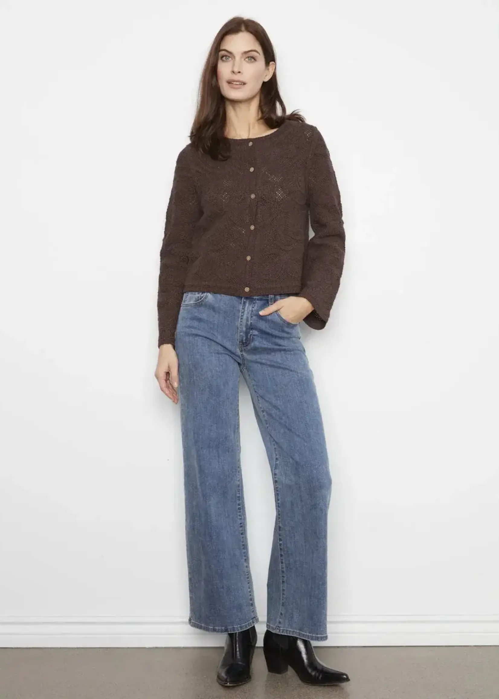 Charlie B Charlie B L/S Crochet Cardigan C2151