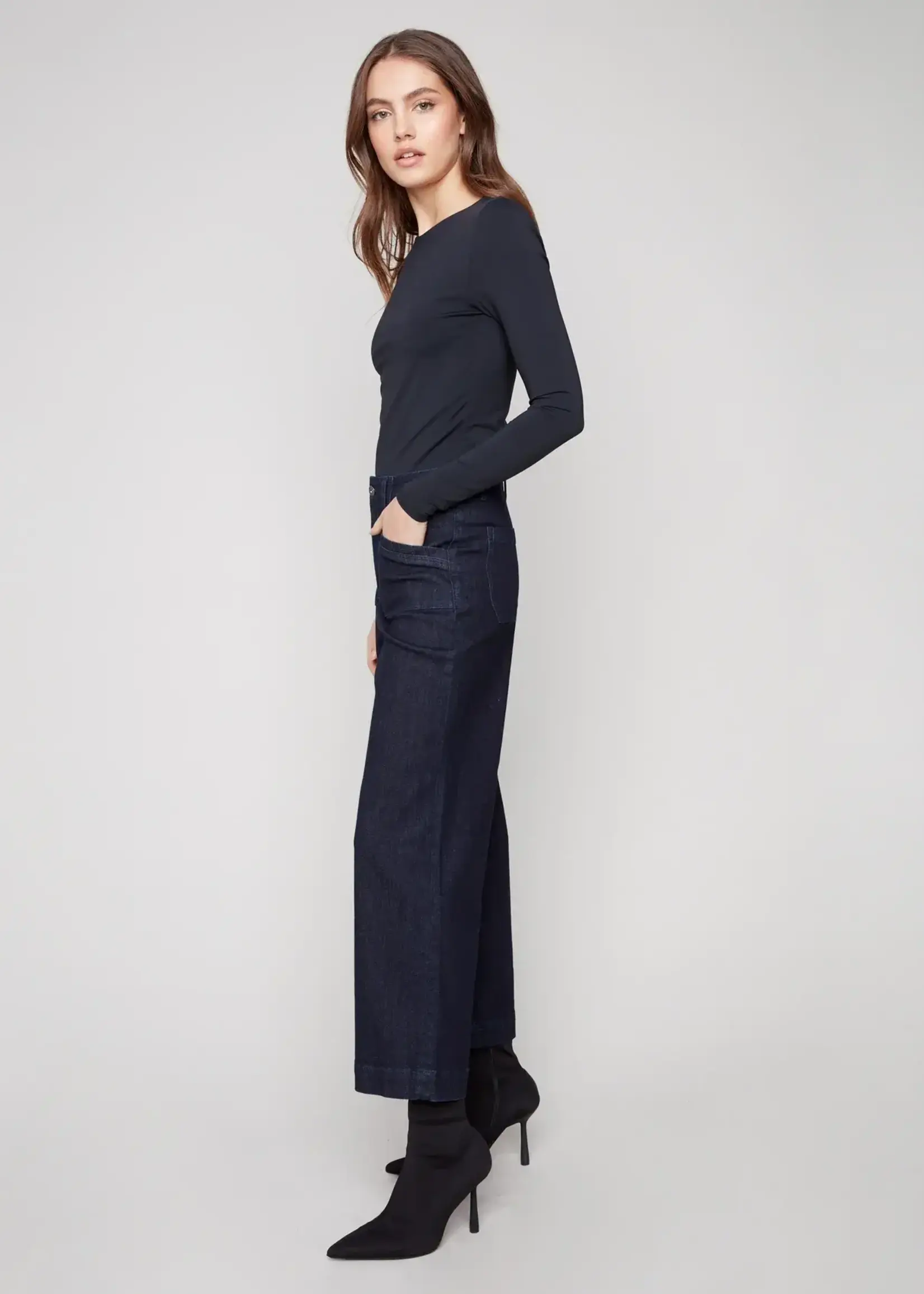 Charlie B Charlie B Cropped Wide Leg Denim Pant C5660RR