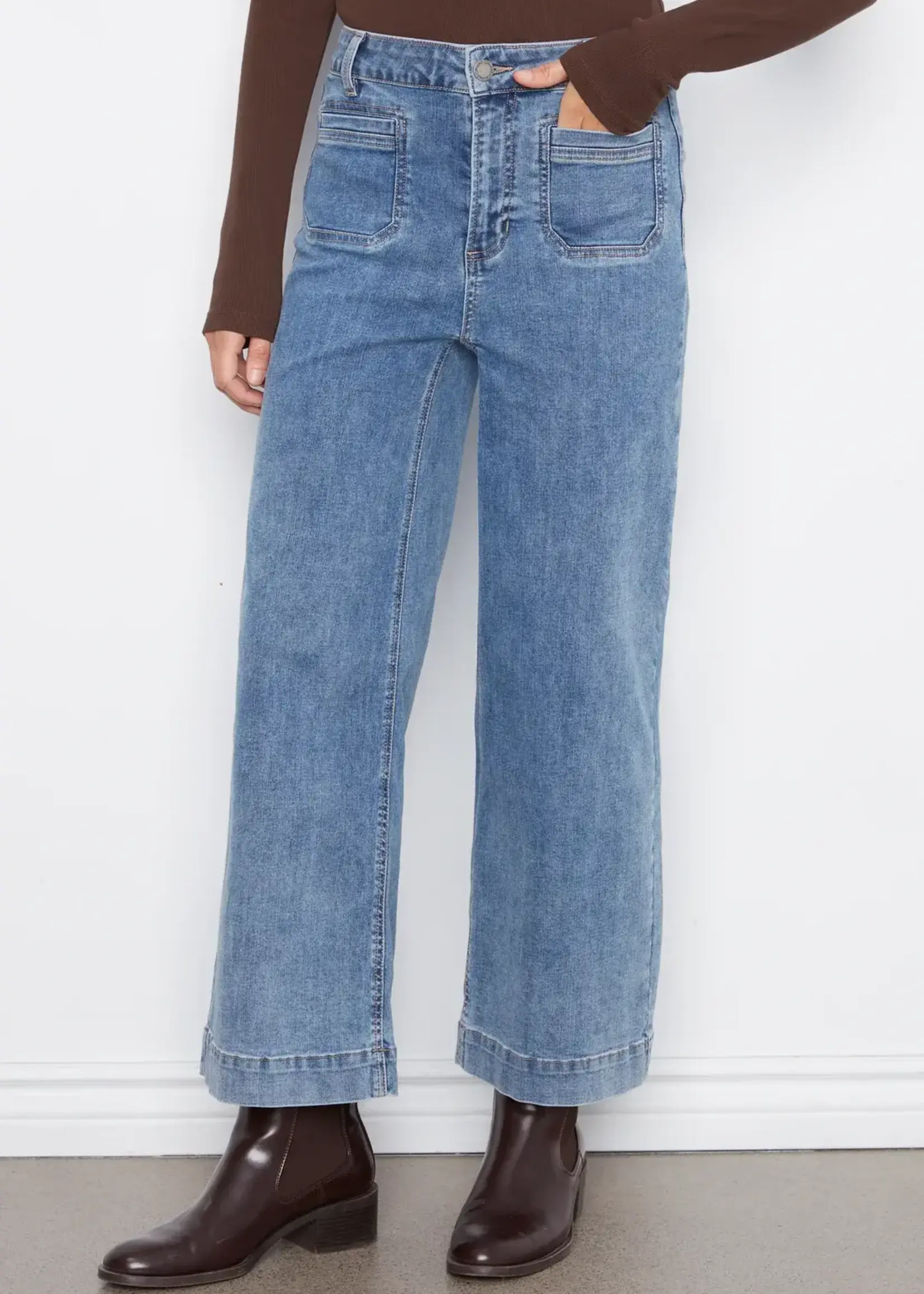 Charlie B Charlie B Cropped Wide Leg Denim Pant C5660RR