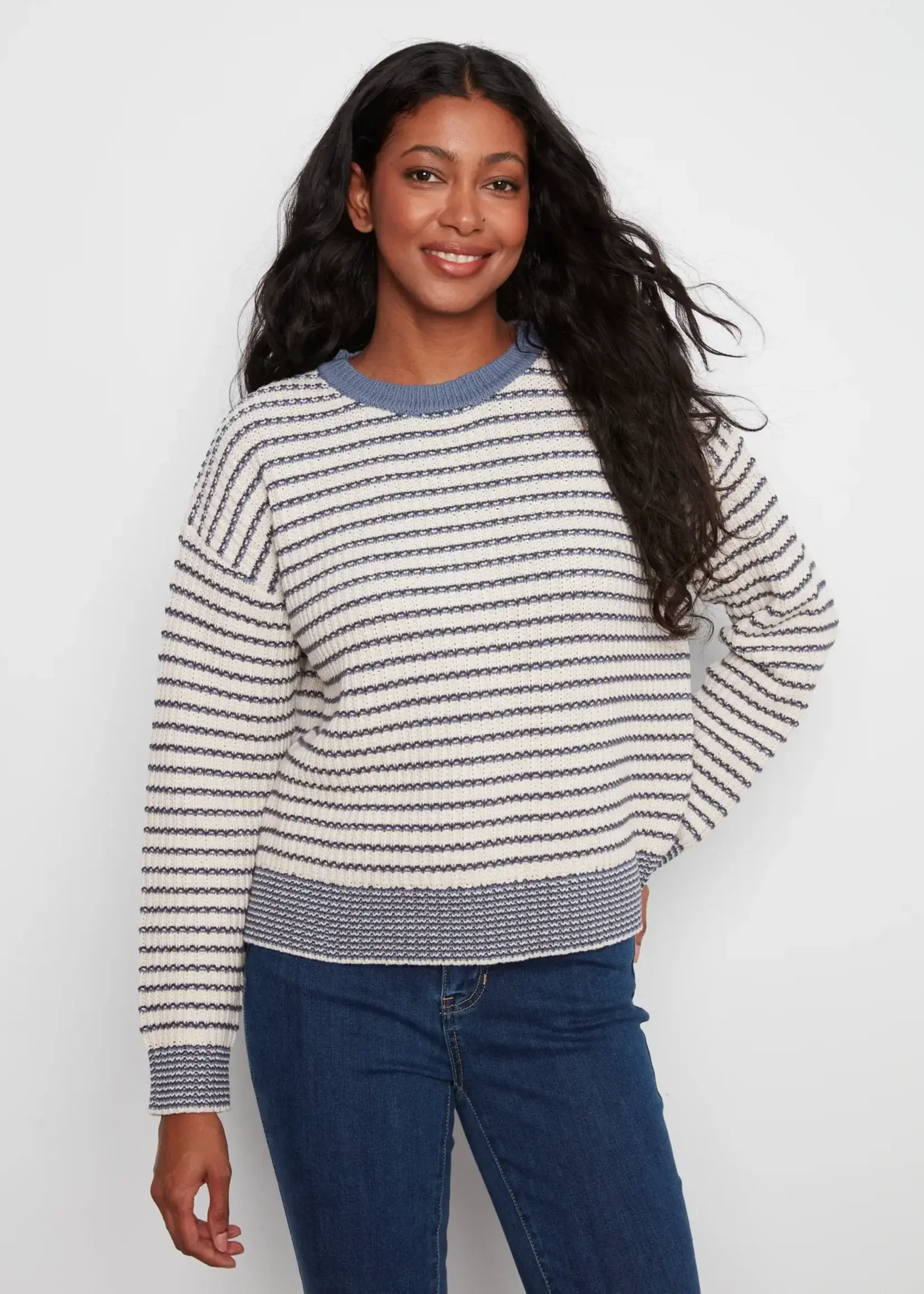 Charlie B Charlie B L/S Drop Shoulder Crew Neck Sweater C2033