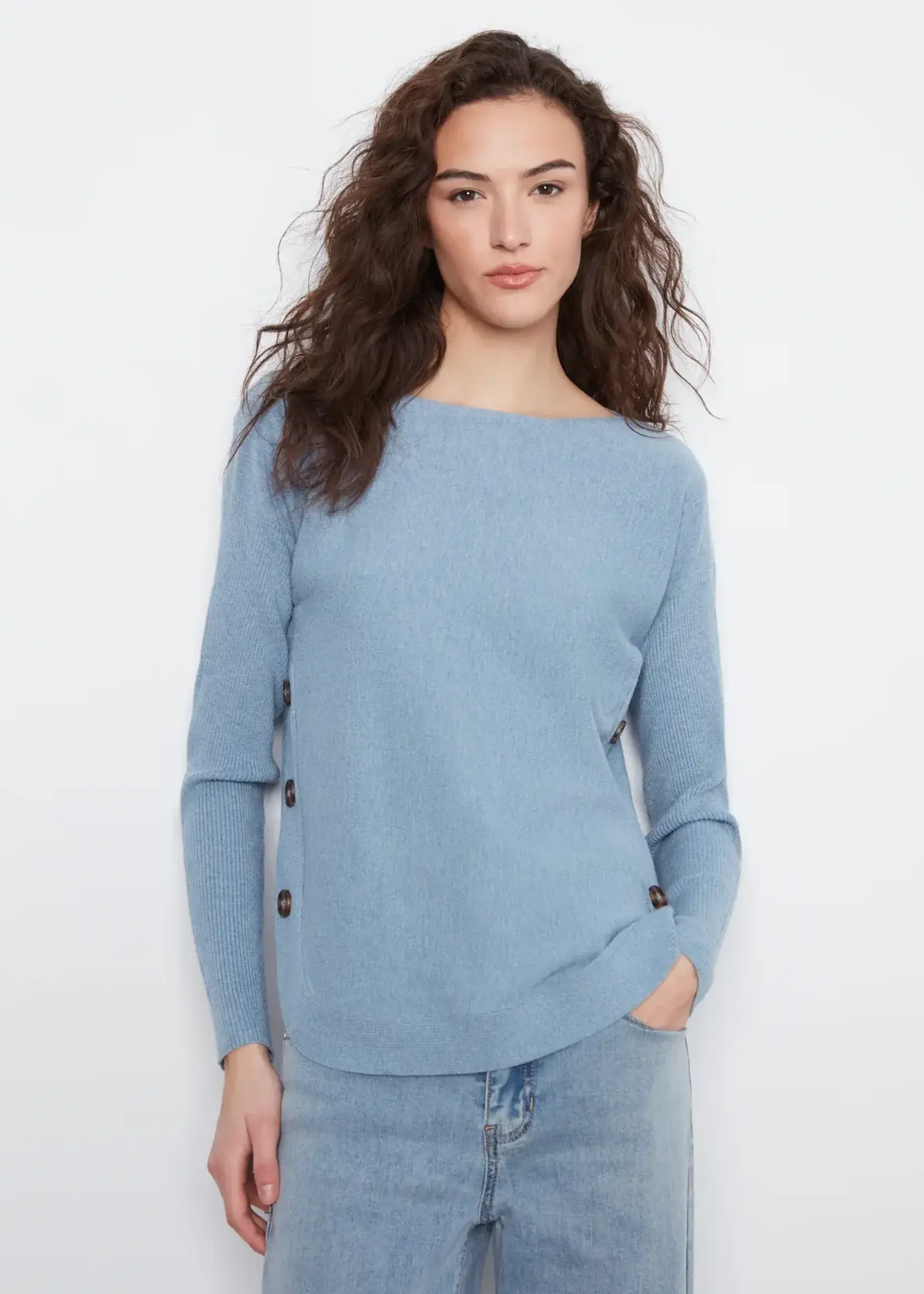 Charlie B Charlie B L/S Drop Shoulder Boat Neck Sweater C2871