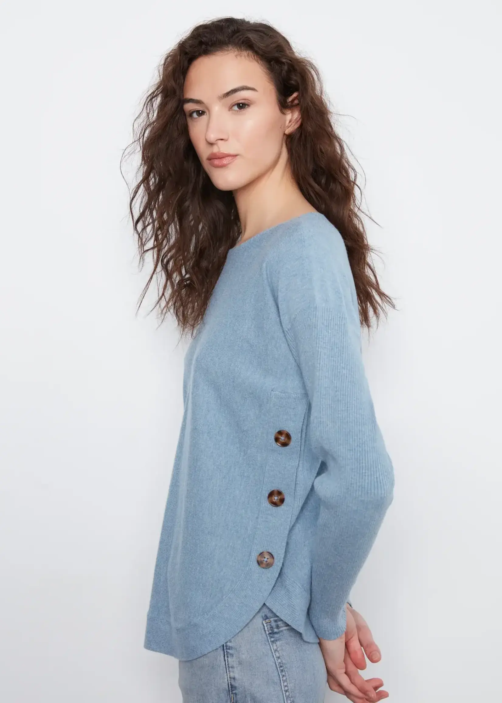 Charlie B Charlie B L/S Drop Shoulder Boat Neck Sweater C2871