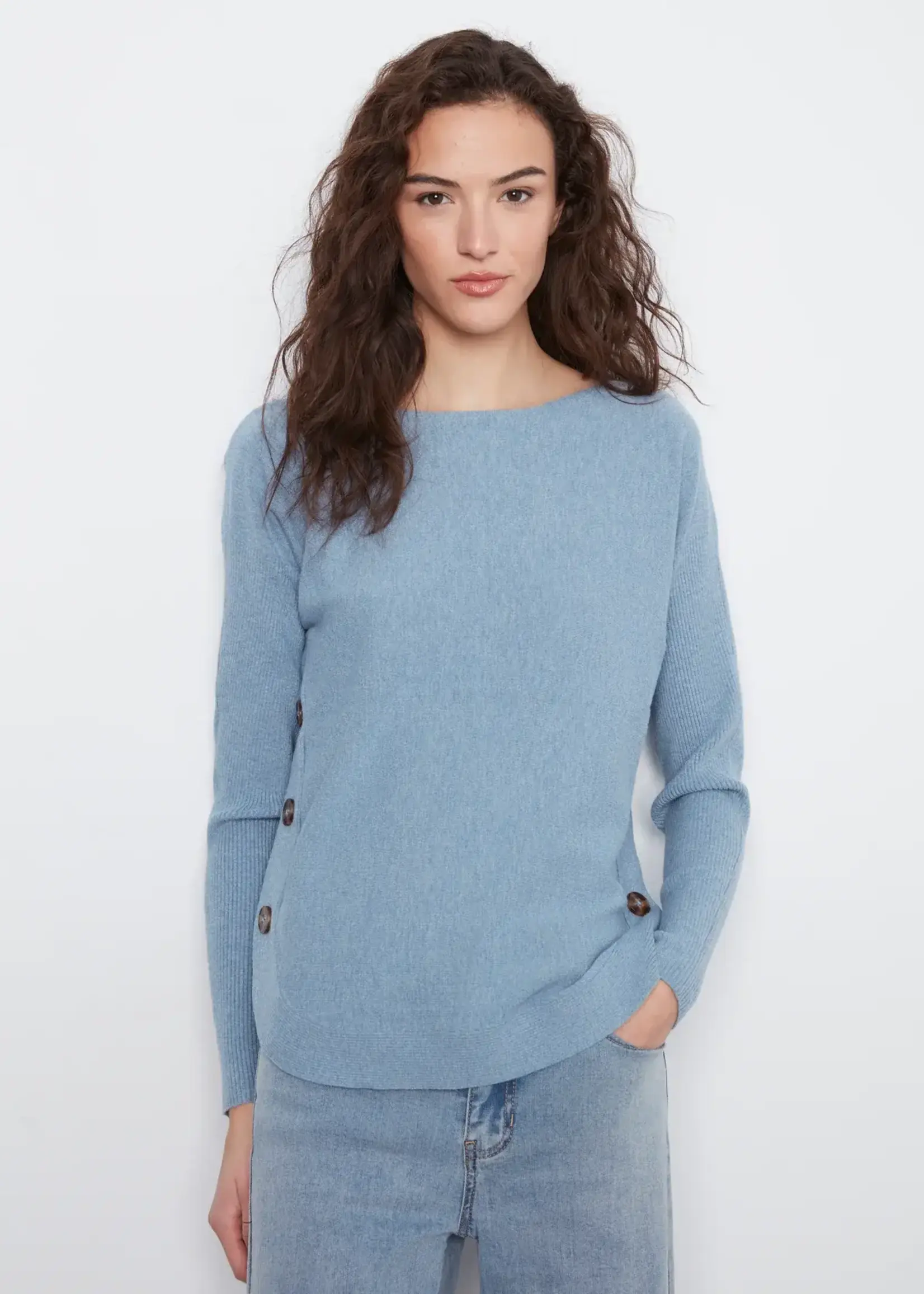 Charlie B Charlie B L/S Drop Shoulder Boat Neck Sweater C2871