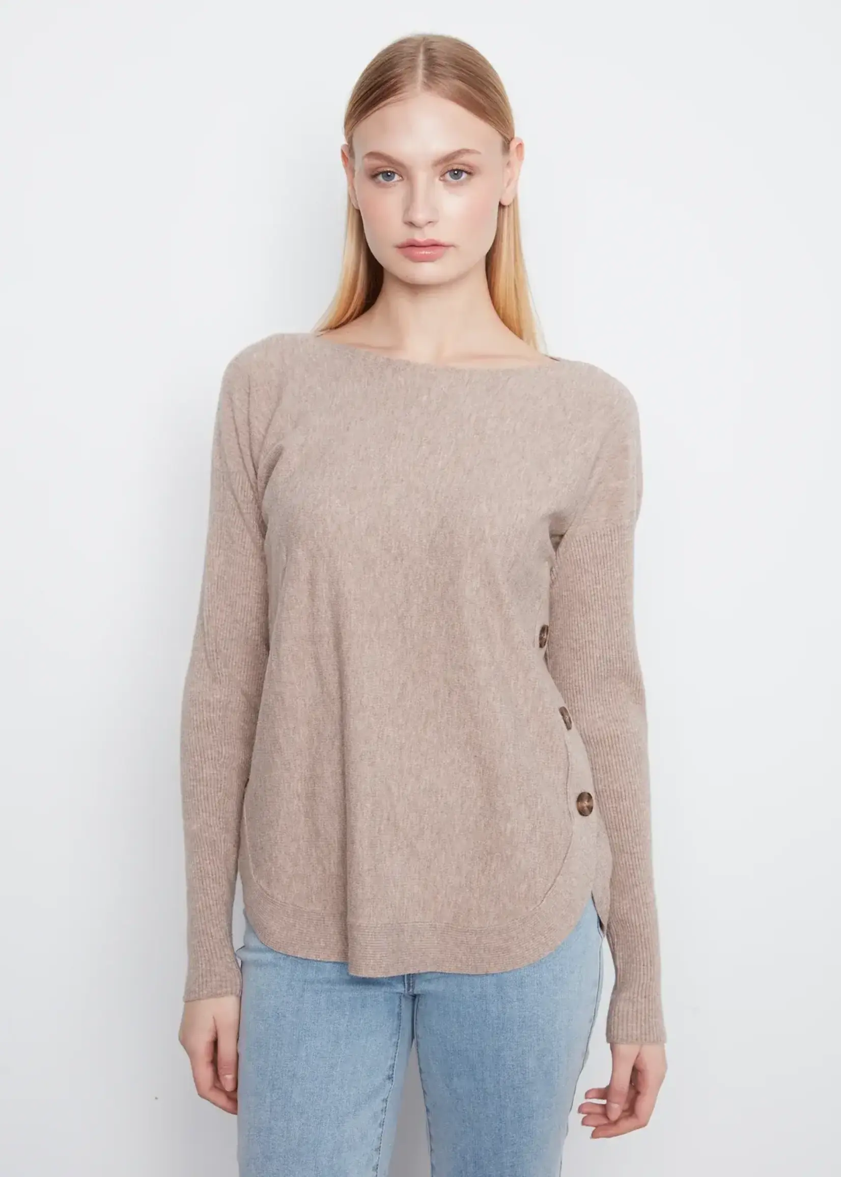 Charlie B Charlie B L/S Drop Shoulder Boat Neck Sweater C2871