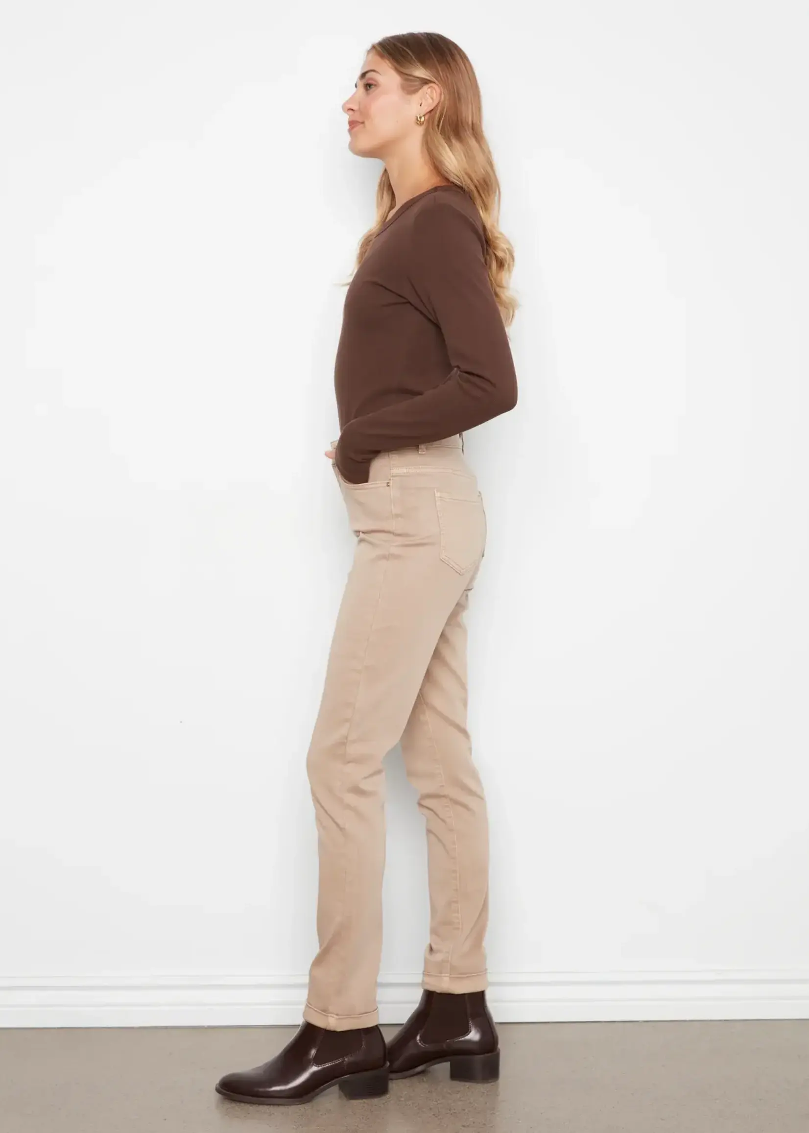 Charlie B Charlie B Cuffed Hem Slim Twill Pant C5309