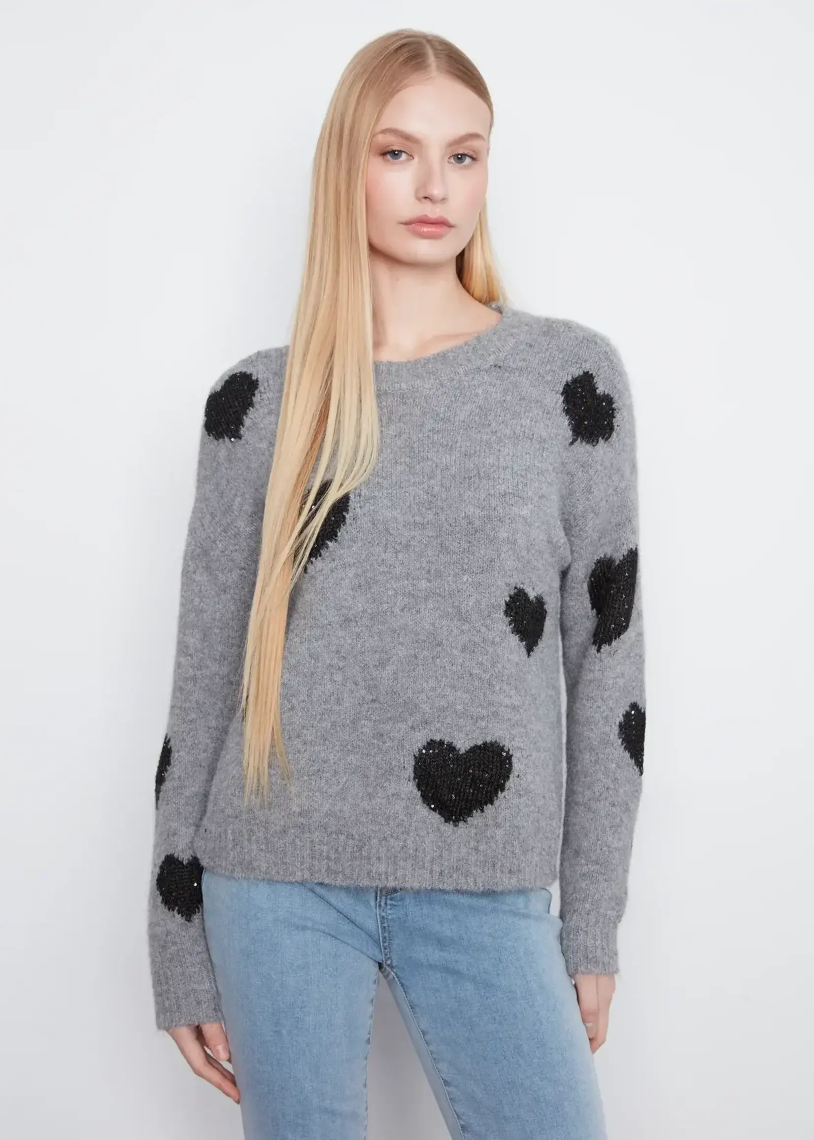 Charlie B Charlie B L/S Drop Shoulder Jacquard Sweater C2987