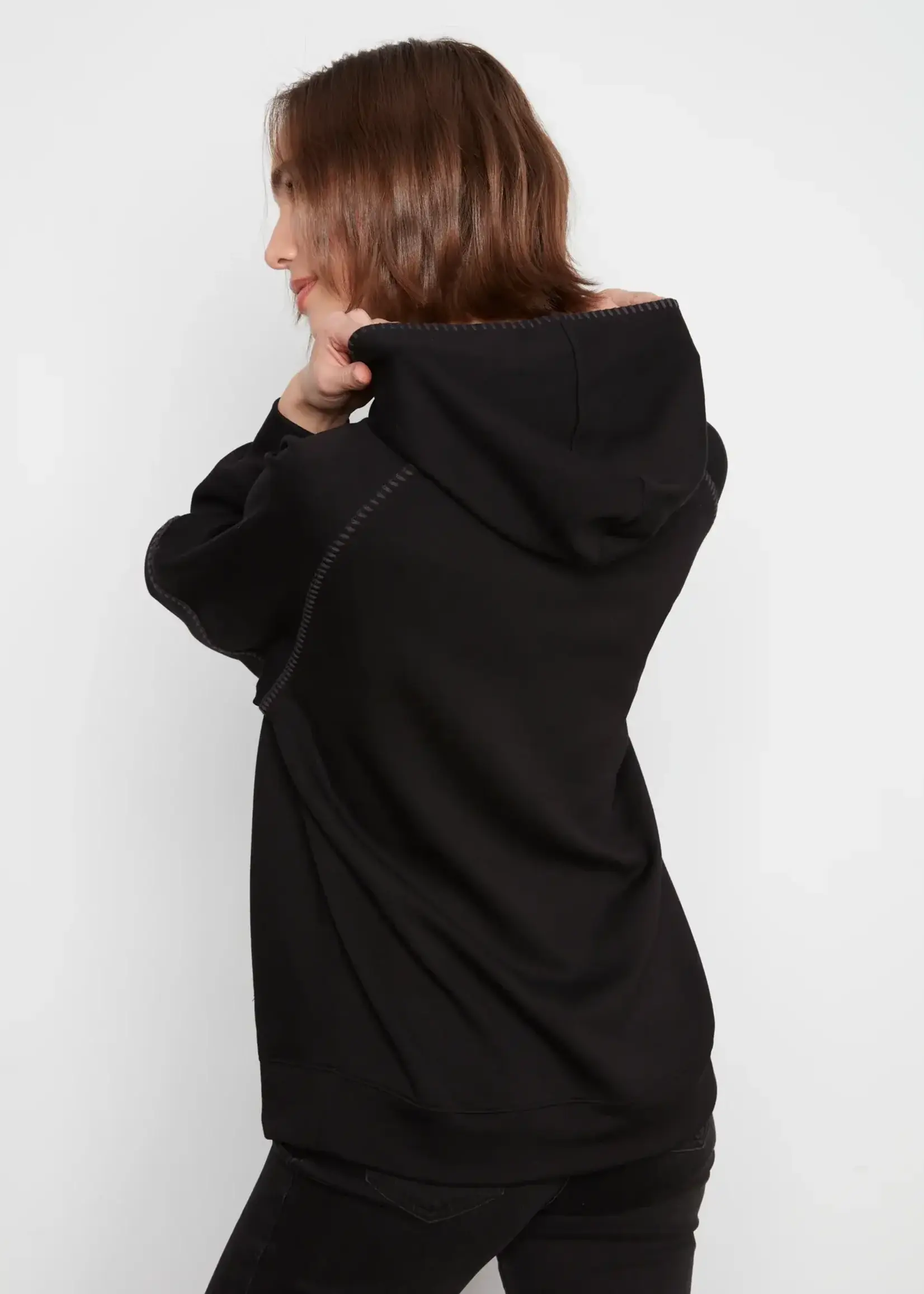Charlie B Charlie B Raglan Sleeve Hoodie w/ Blanket Stitch C1456