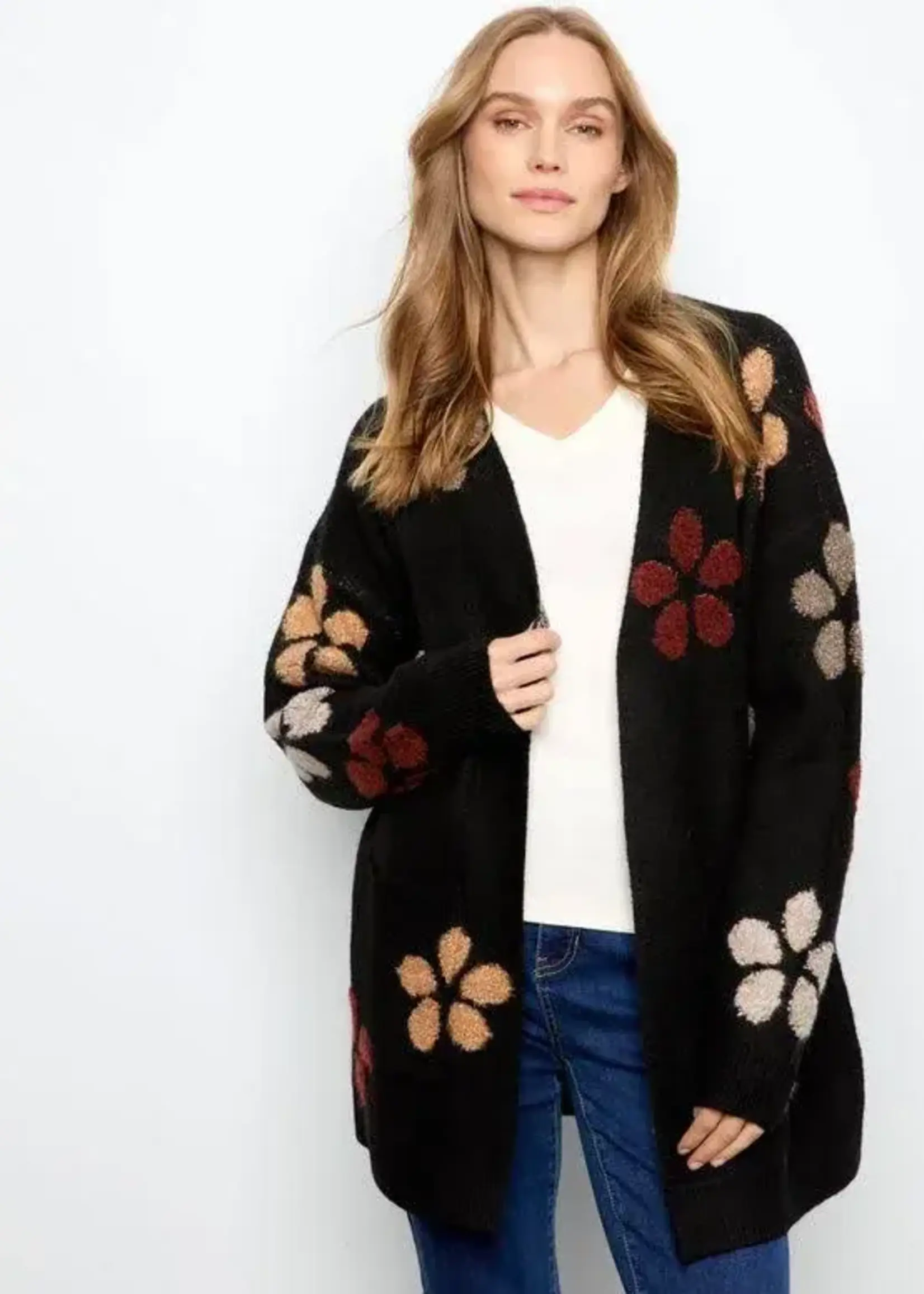 Charlie B Charlie B L/S Flower Boucle Cardigan C2029