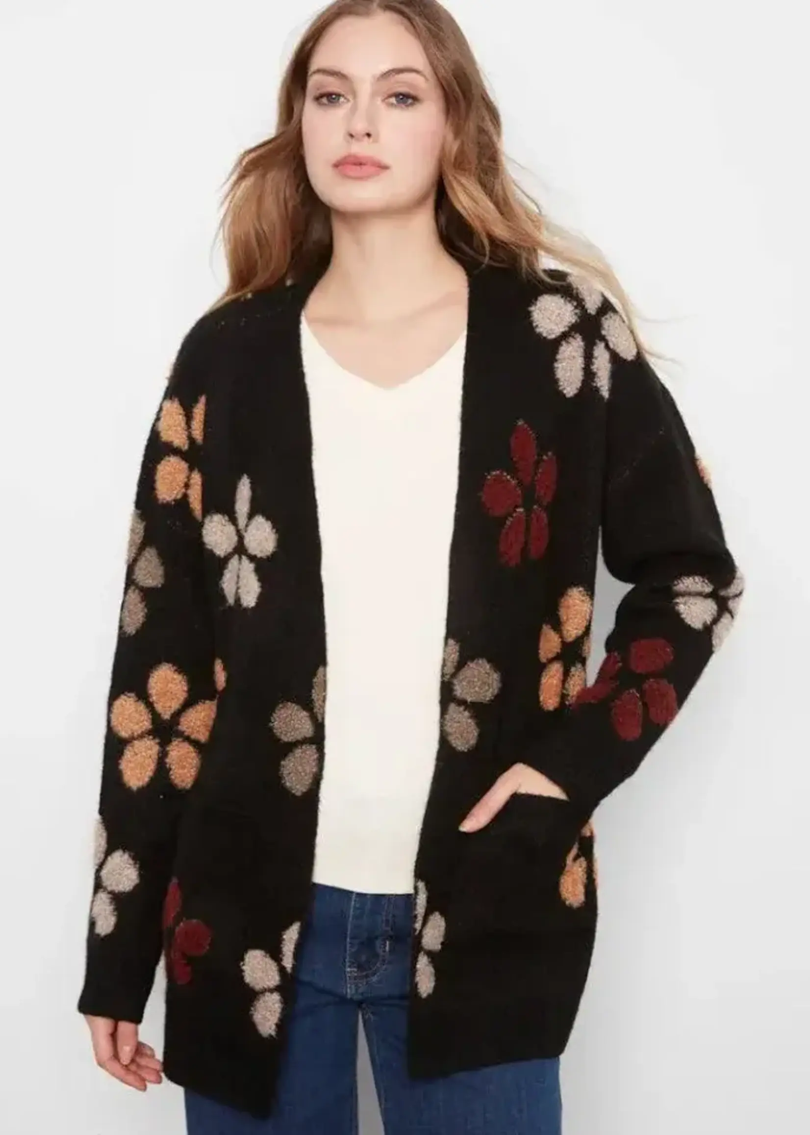 Charlie B Charlie B L/S Flower Boucle Cardigan C2029