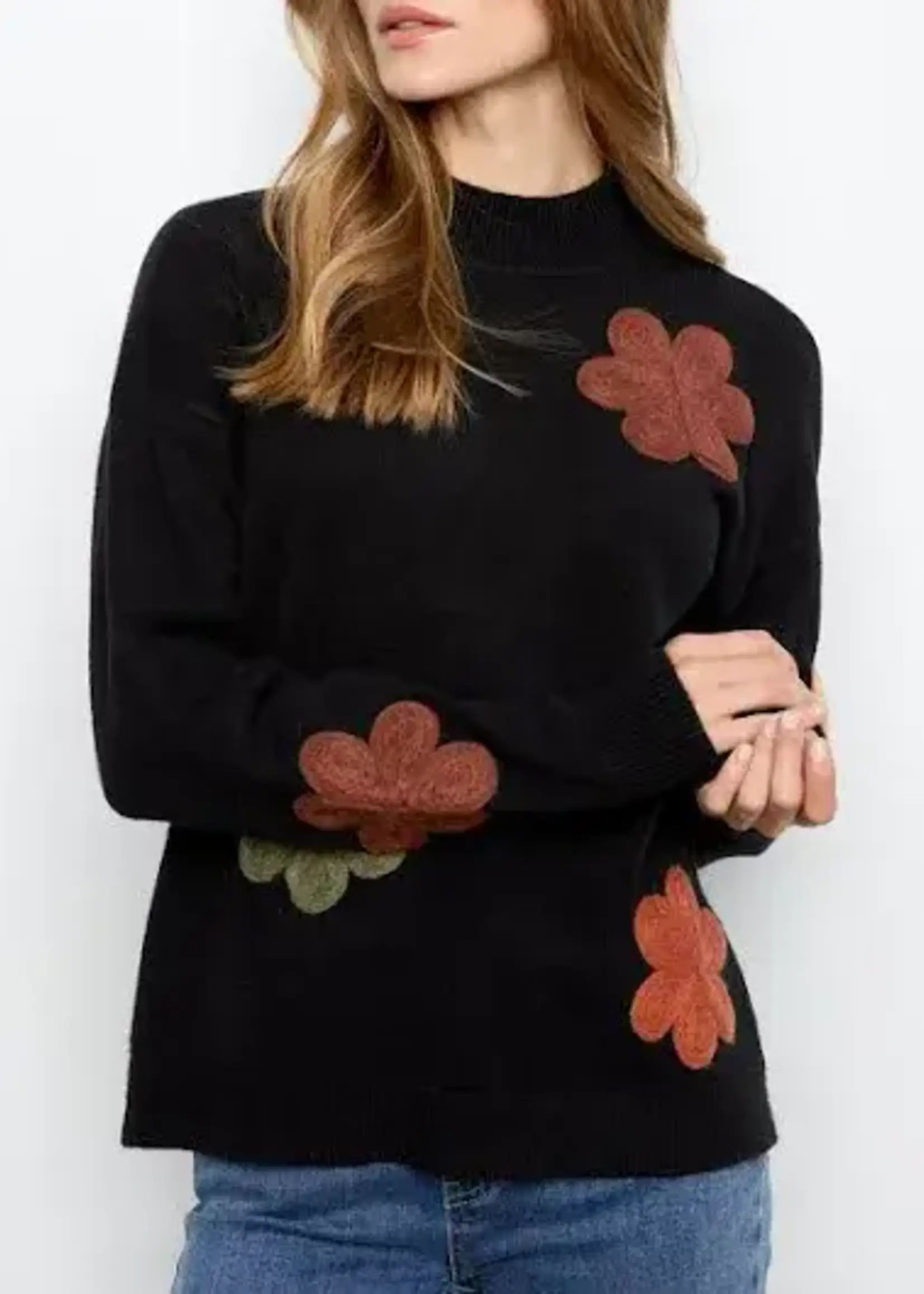 Charlie B Charlie B L/S Drop Shoulder Floral Sweater C2012