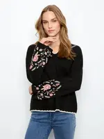 Charlie B Charlie B Embroidered Ribbed Sweater C2879