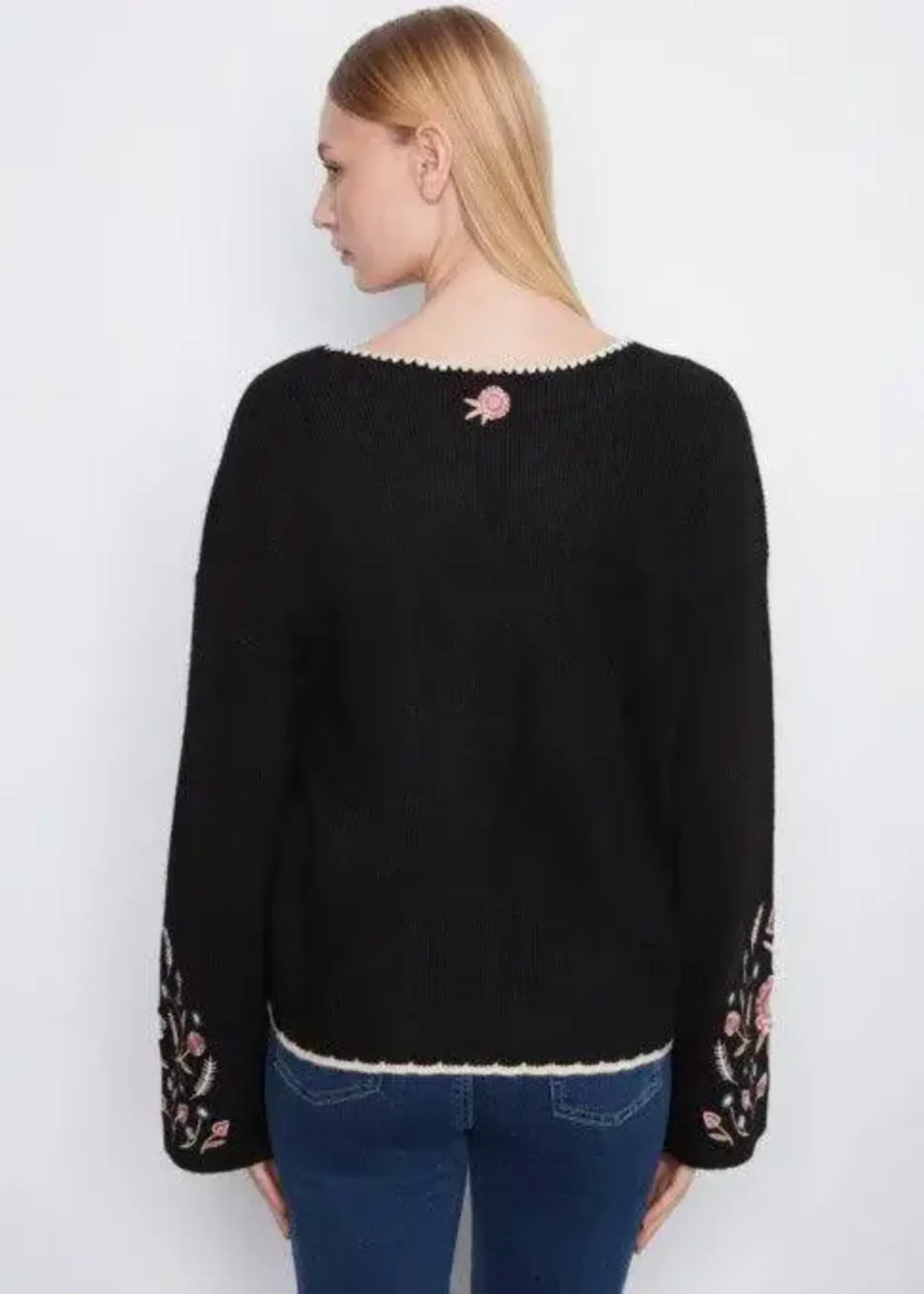 Charlie B Charlie B Embroidered Ribbed Sweater C2879