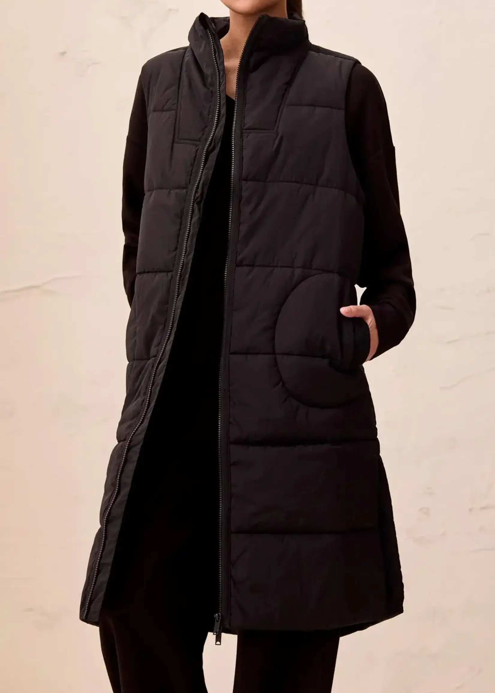 Tribal Tribal Long Zip Front Quilted Vest 2314O