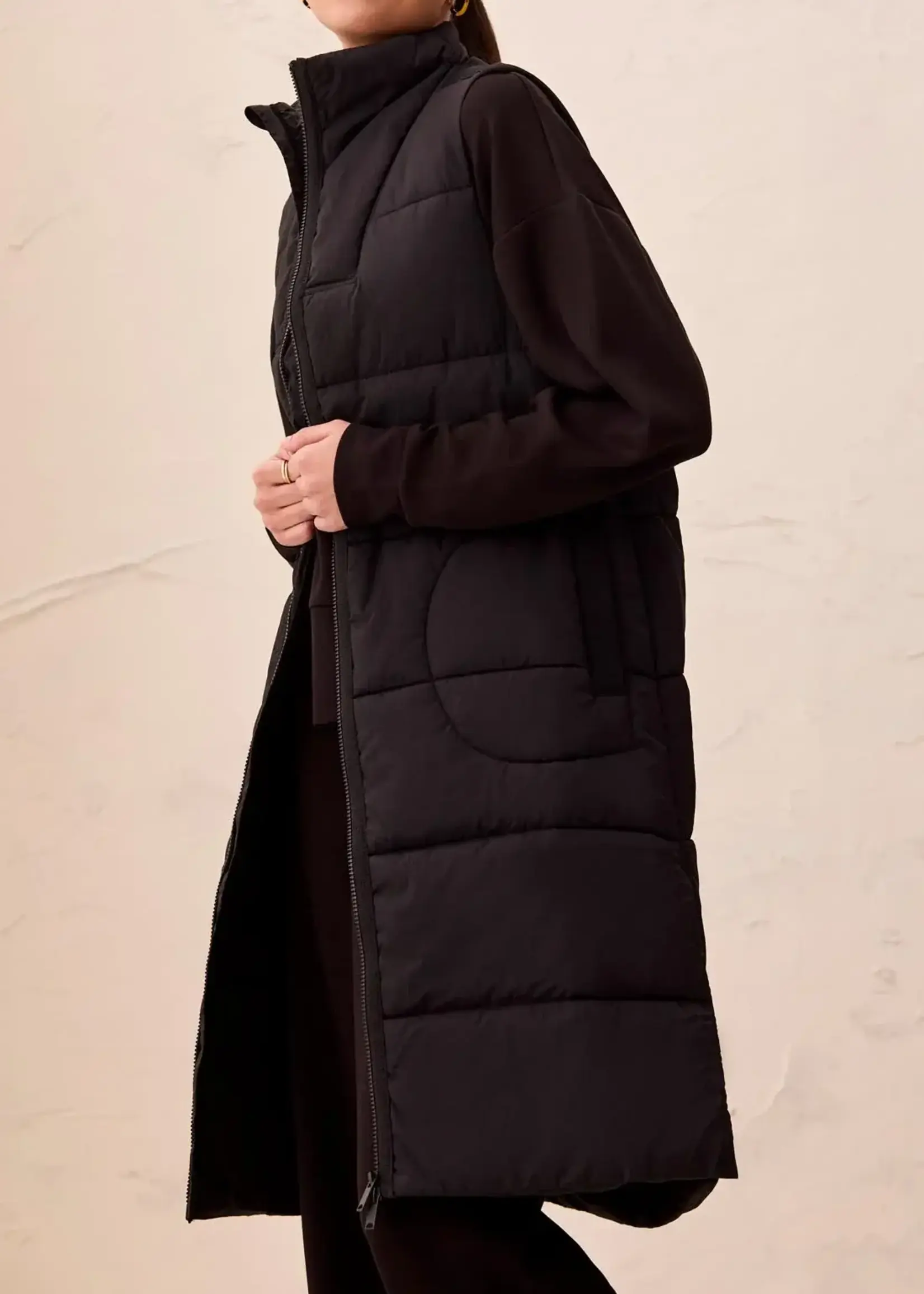 Tribal Tribal Long Zip Front Quilted Vest 2314O