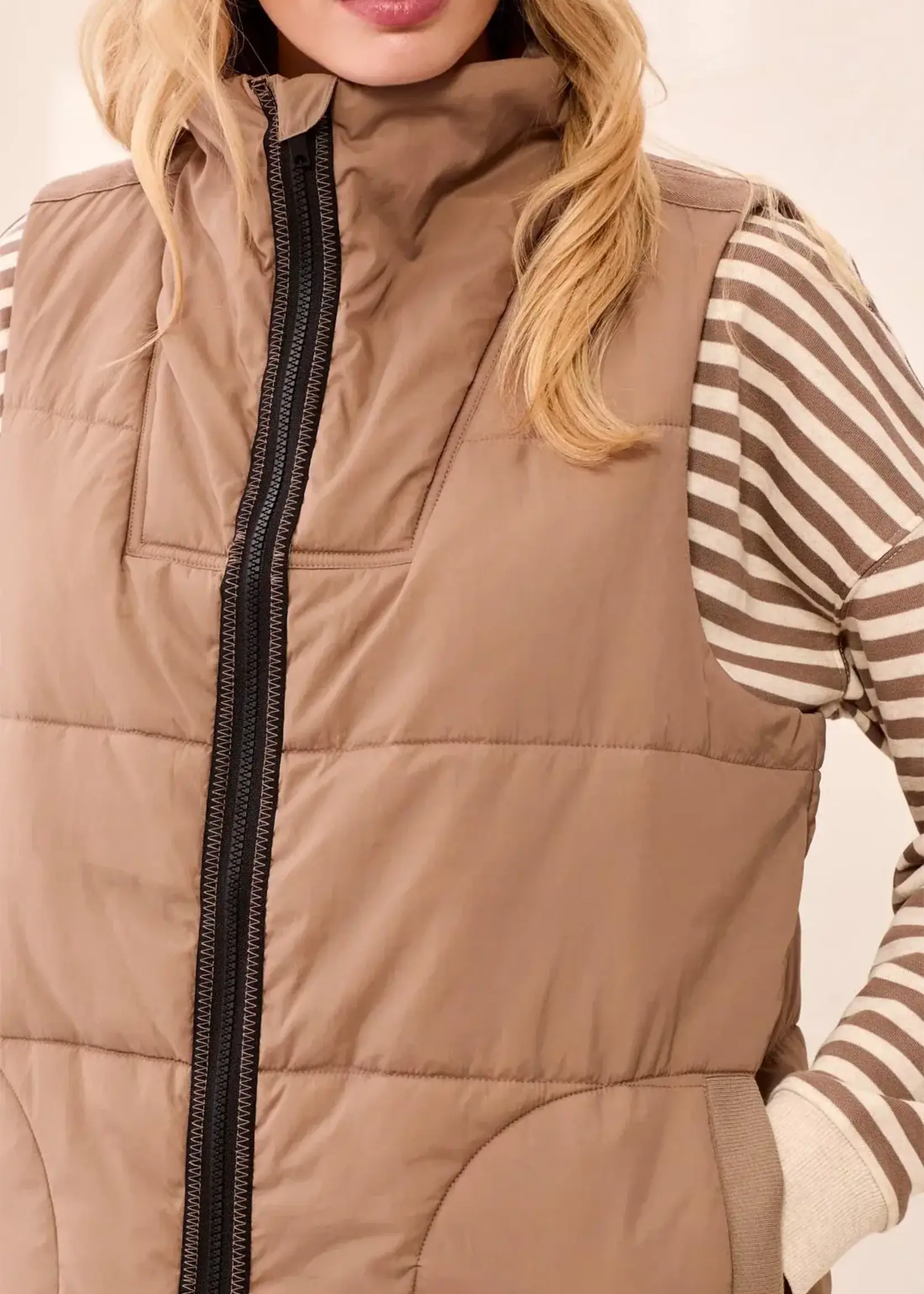 Tribal Tribal Long Zip Front Quilted Vest 2314O