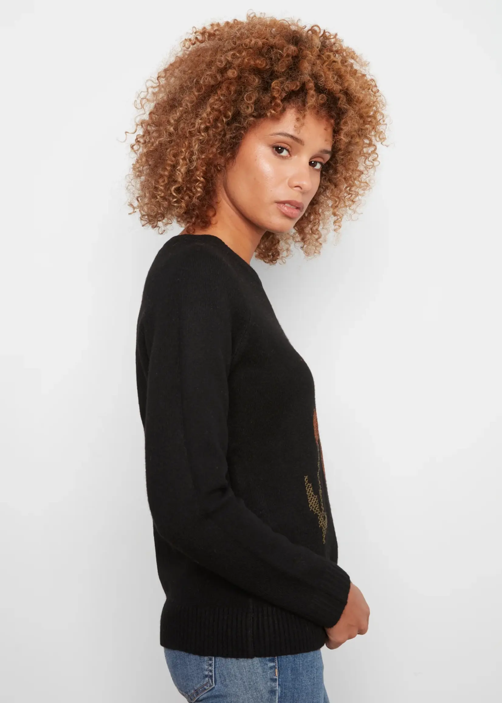 Charlie B Charlie B Embroidered Raglan Sleeve Sweater C2848