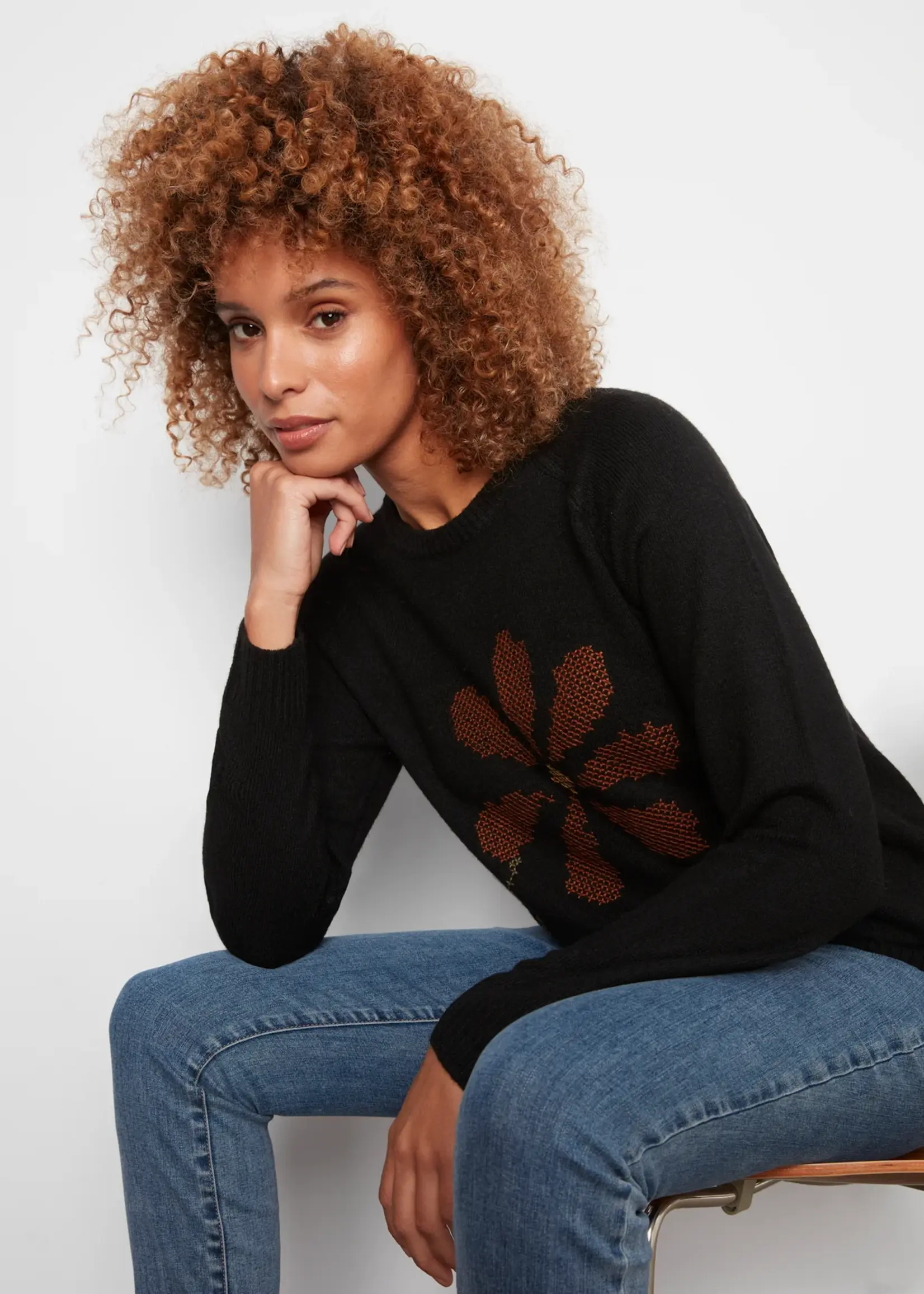 Charlie B Charlie B Embroidered Raglan Sleeve Sweater C2848