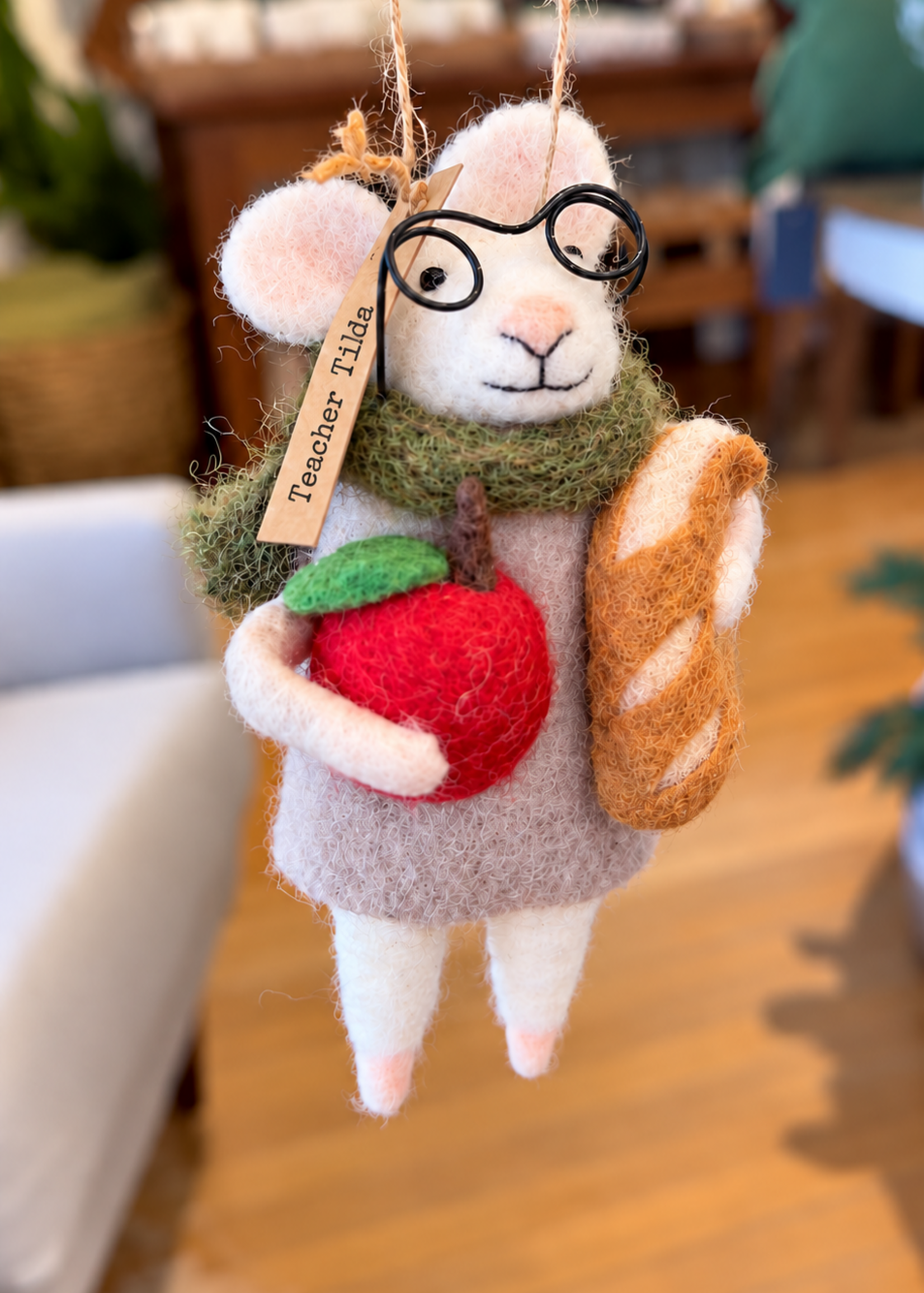 Indaba Teacher Tilda Mouse Holiday Ornament