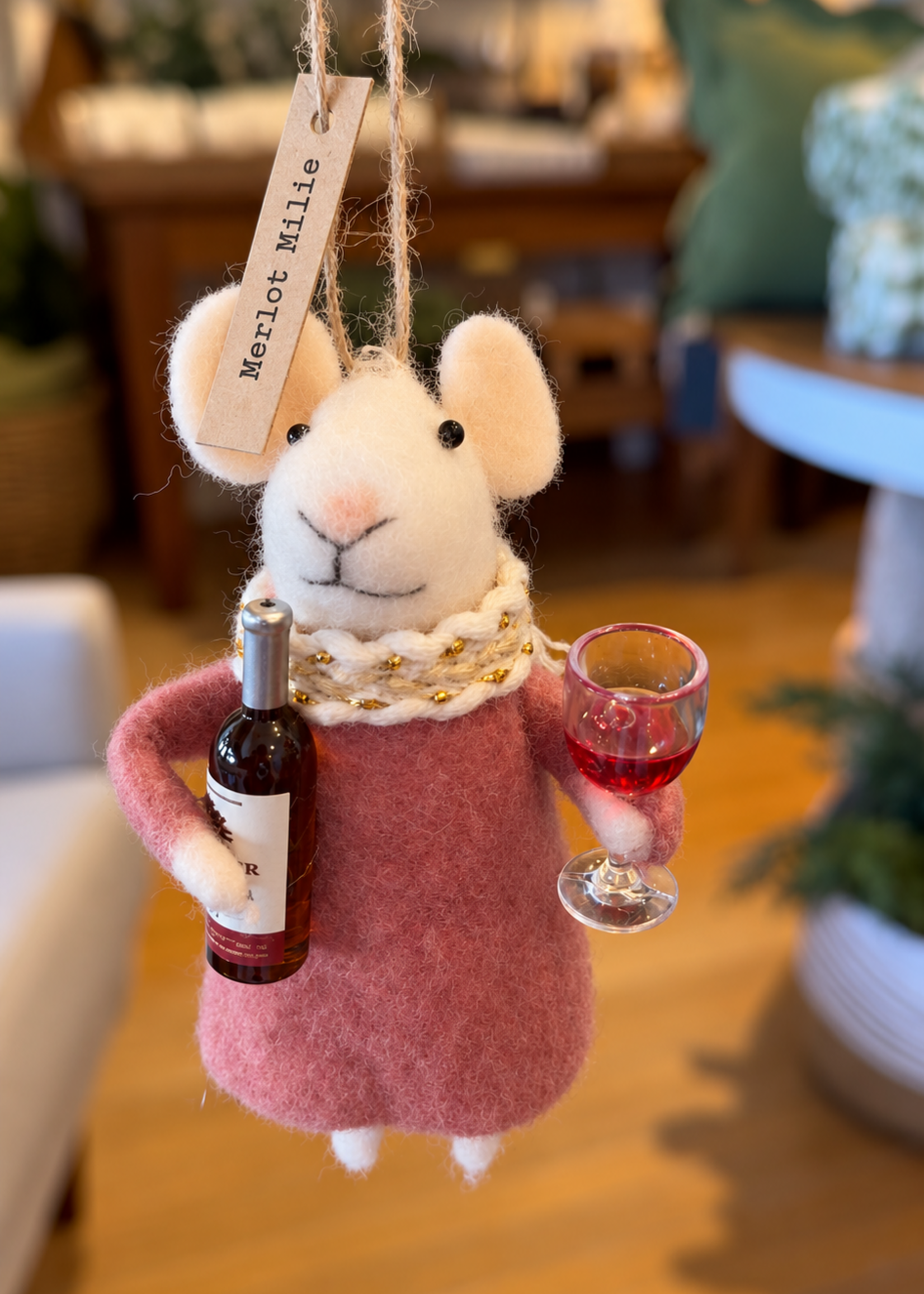 Indaba Merlot Millie Mouse Holiday Ornament