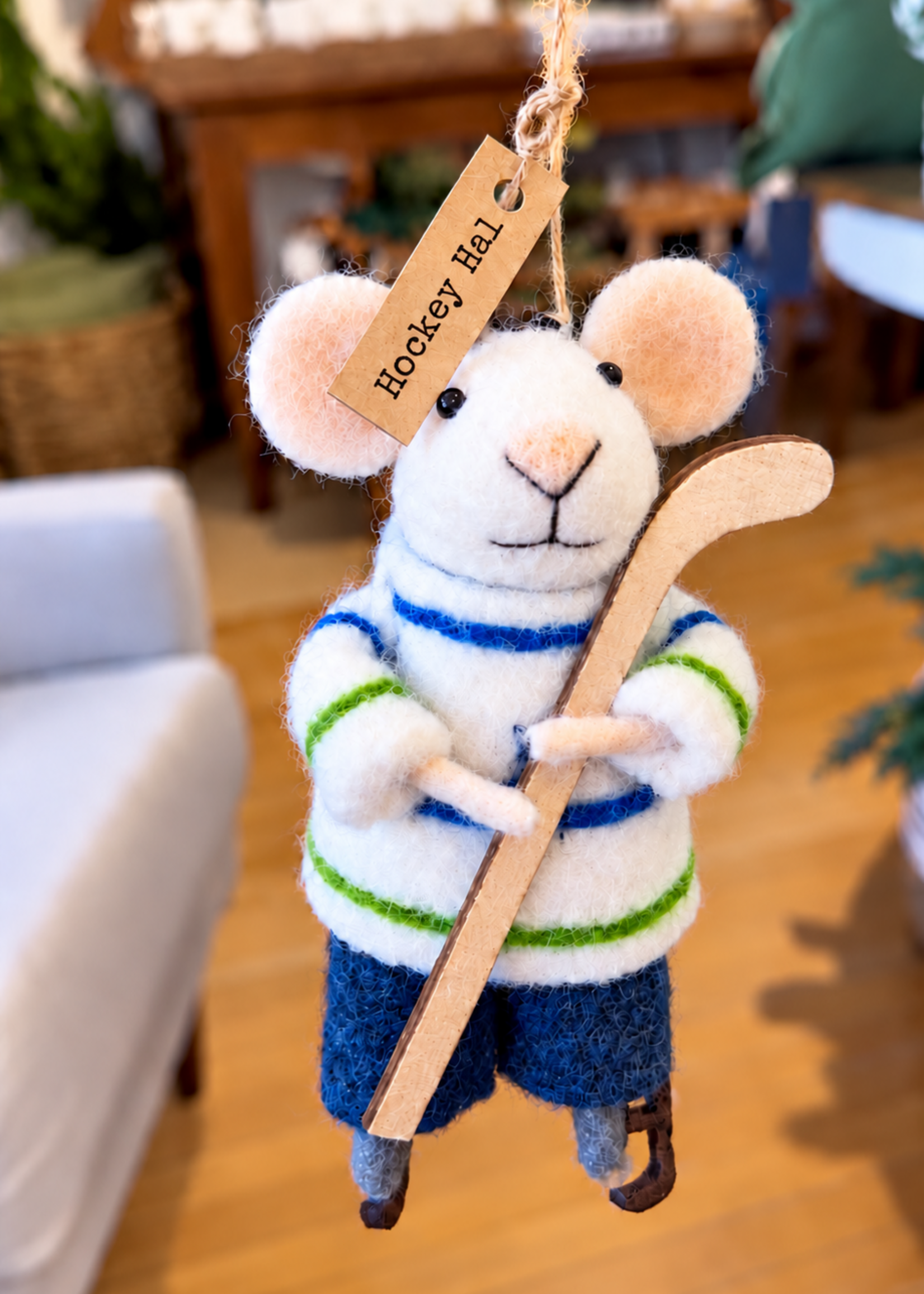 Indaba Hockey Hal Mouse Holiday Ornament