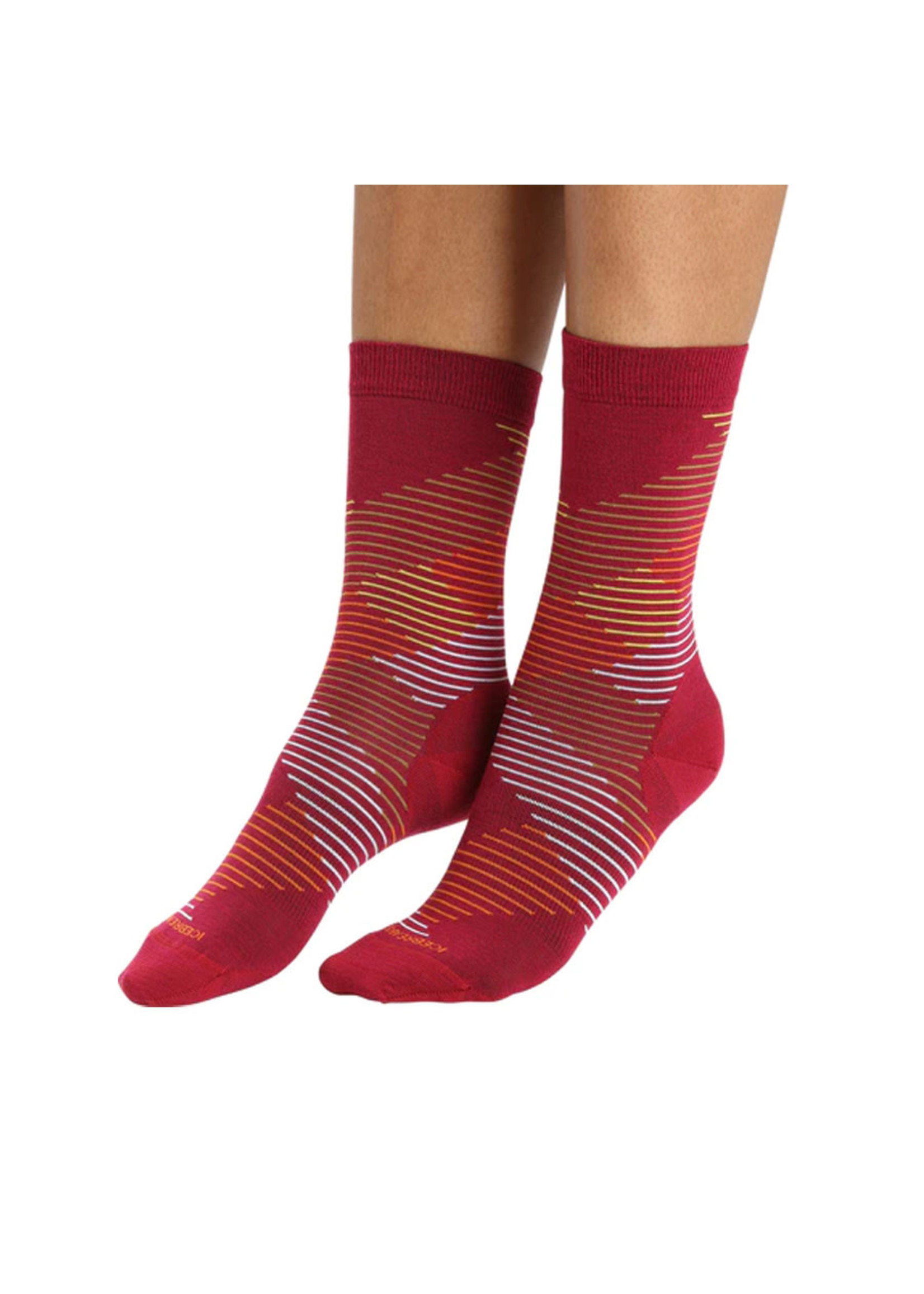 Women Merino Lifestyle Fine Gauge Crew Socks Dashes - Le Pédalier