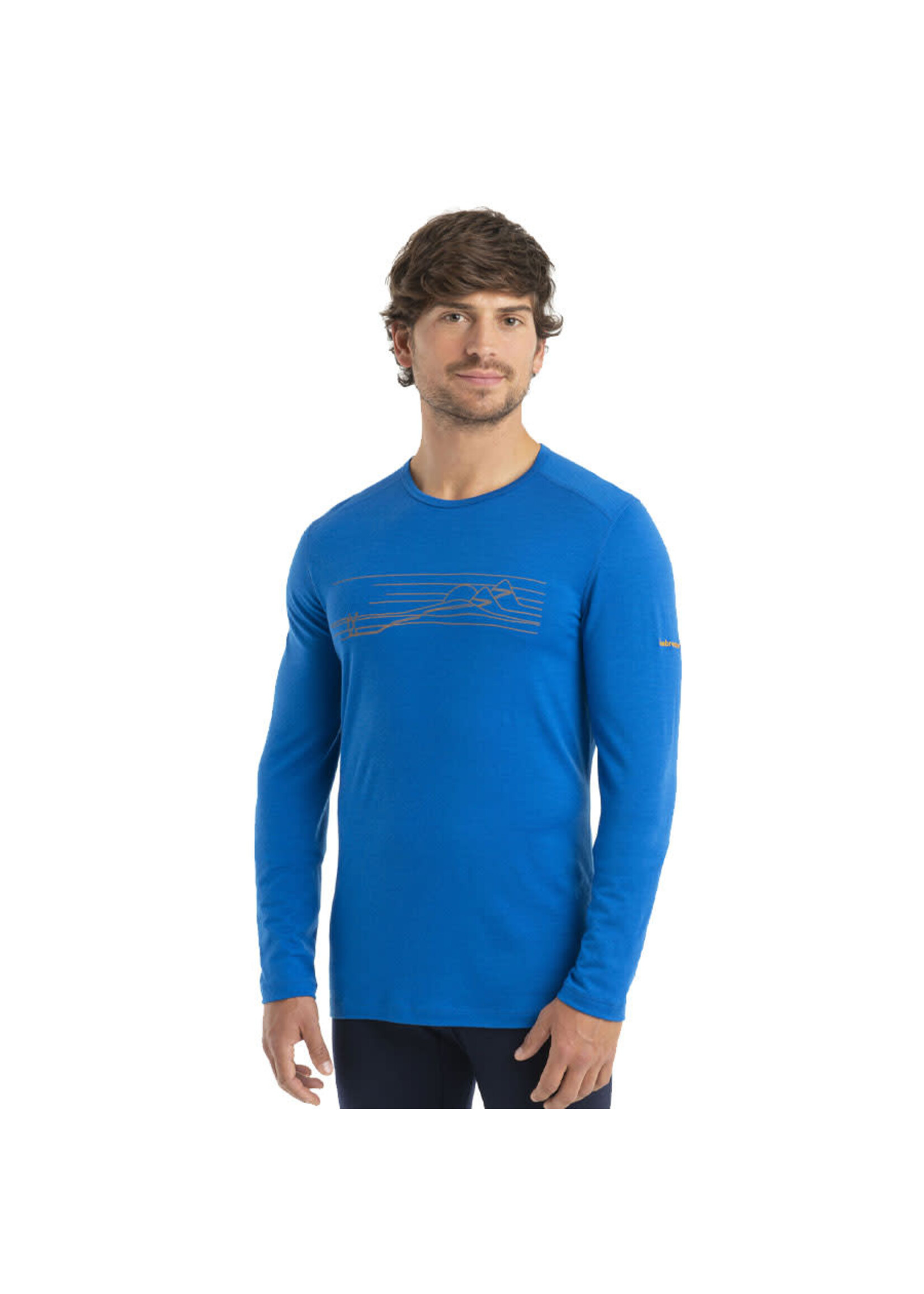 ICEBREAKER T-shirt à manches longues 200 OASIS SKI STRIPES / Bleu Lazurite