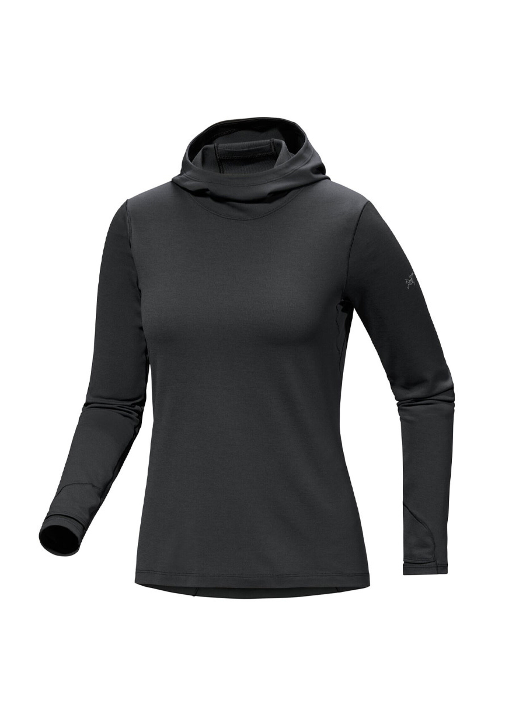 ARC'TERYX T-shirt thermique à capuchon TAEMA / Black Heather (Femme)