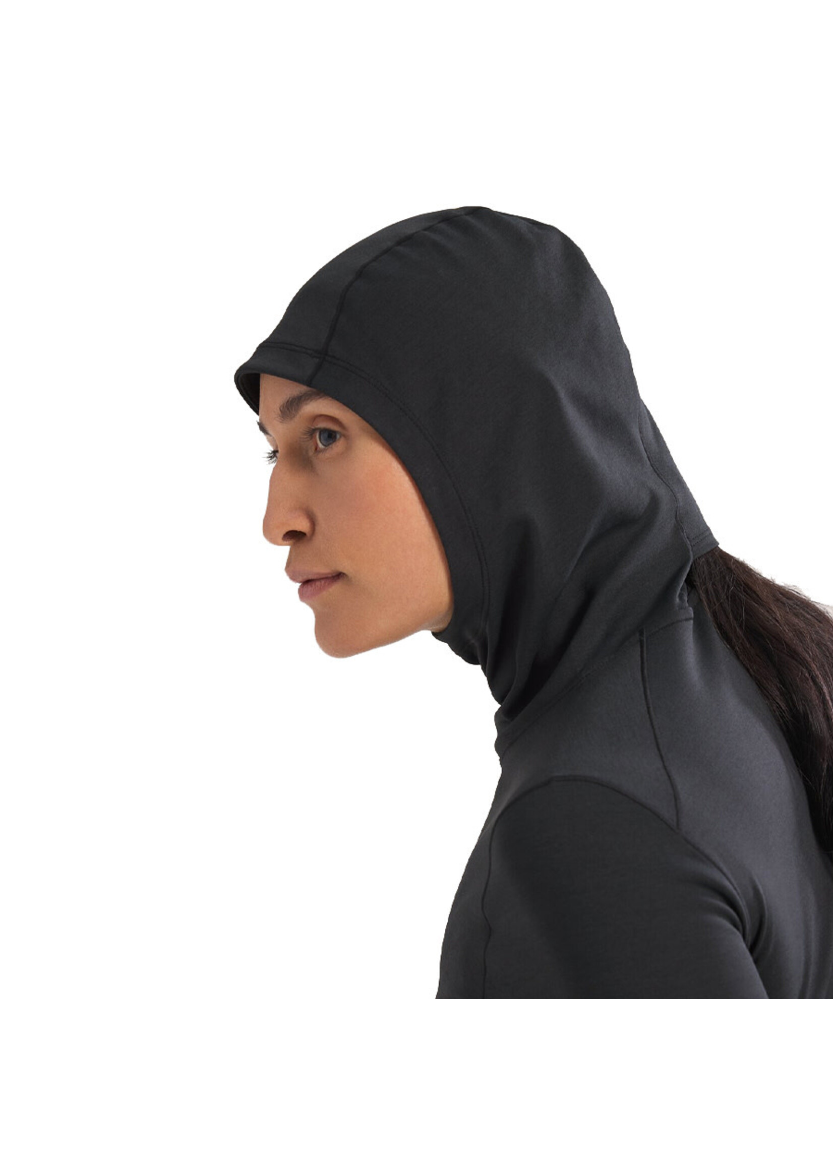 ARC'TERYX T-shirt thermique à capuchon TAEMA / Black Heather (Femme)
