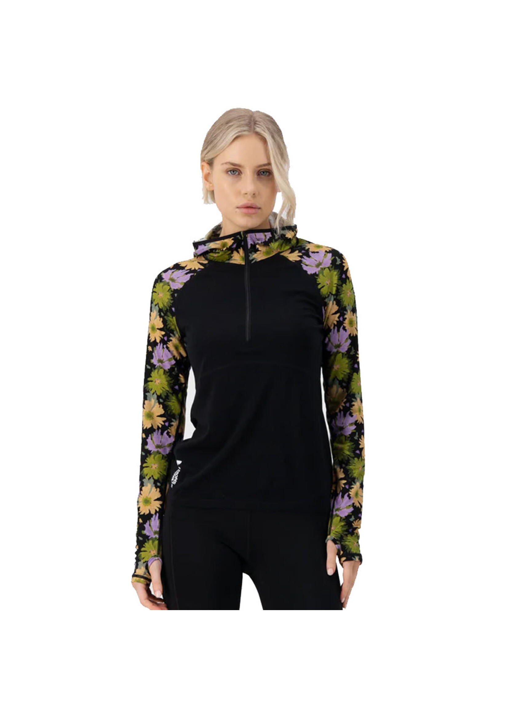 MONS ROYALE Chandail à capuchon BELLA / Alpine Bloom & Black (Femme)