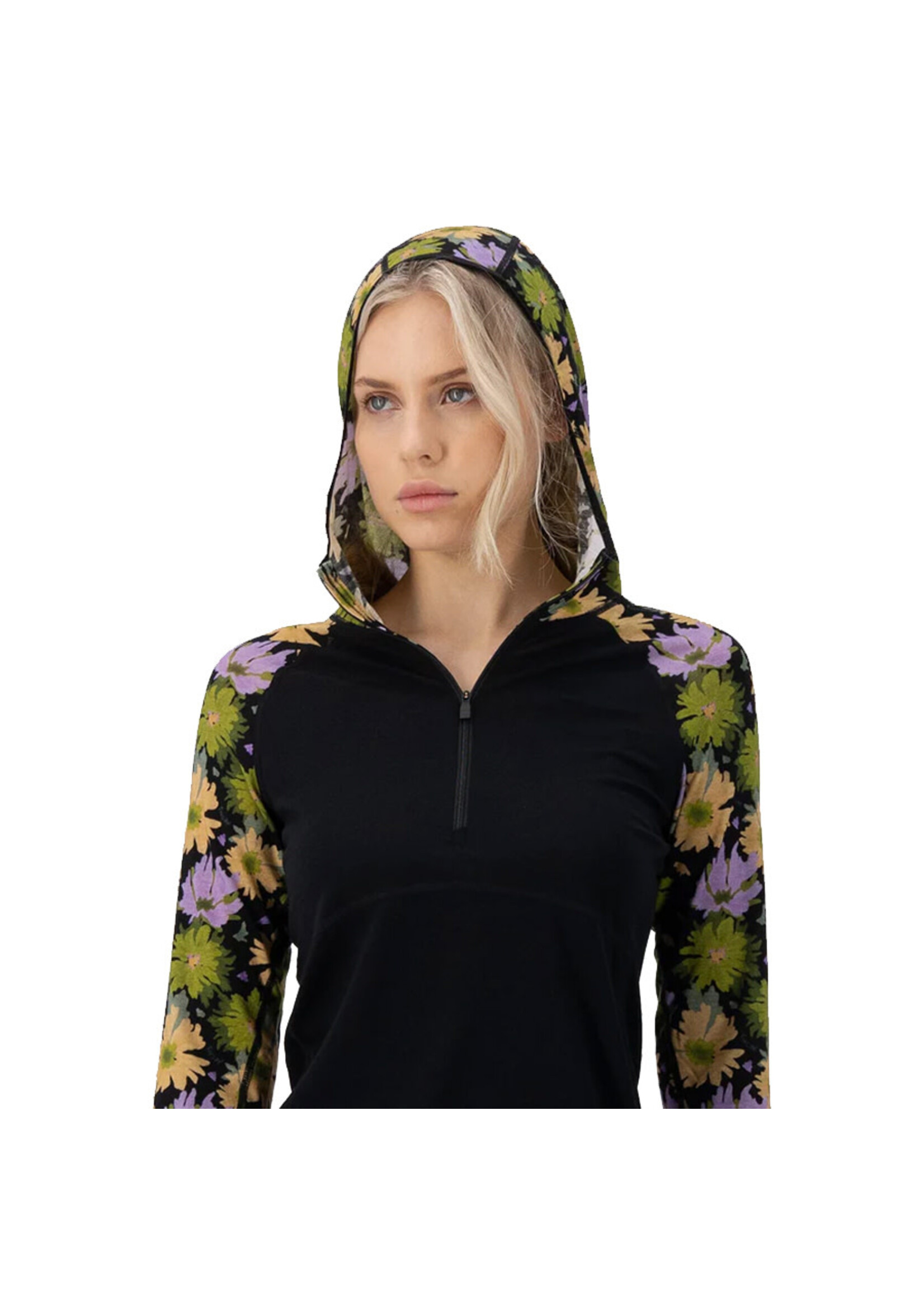 MONS ROYALE Chandail à capuchon BELLA / Alpine Bloom & Black (Femme)
