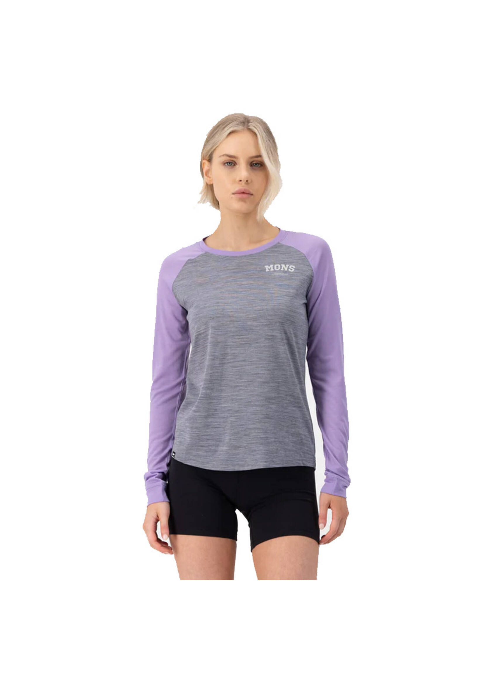 MONS ROYALE T-shirt à manches longues ICON RAGLAN / Grey Heather & Lupin (Femme)