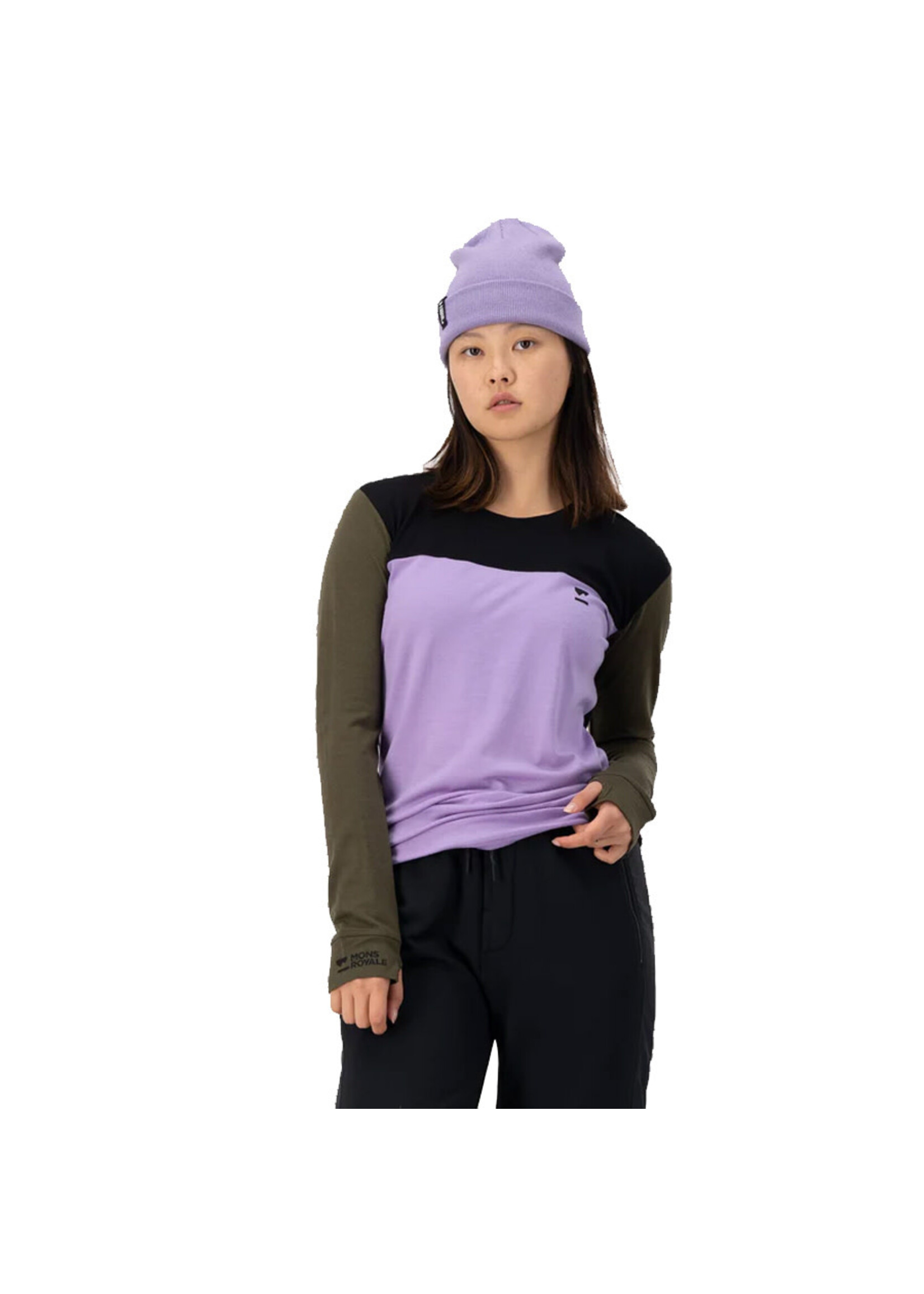 MONS ROYALE T-shirt à manches longues YOTEI / Lupin & Dark Olive & Black (Femme)