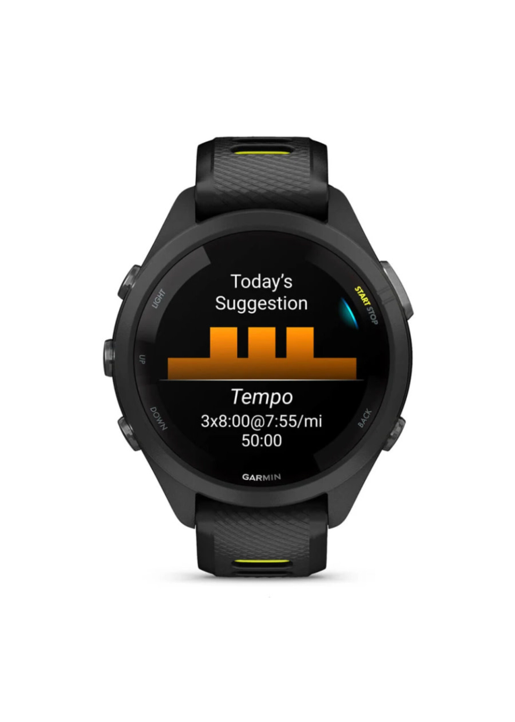 GARMIN Montre avec bracelet en silicone FORERUNNER 265S MUSIC / Noir & Jaune vif
