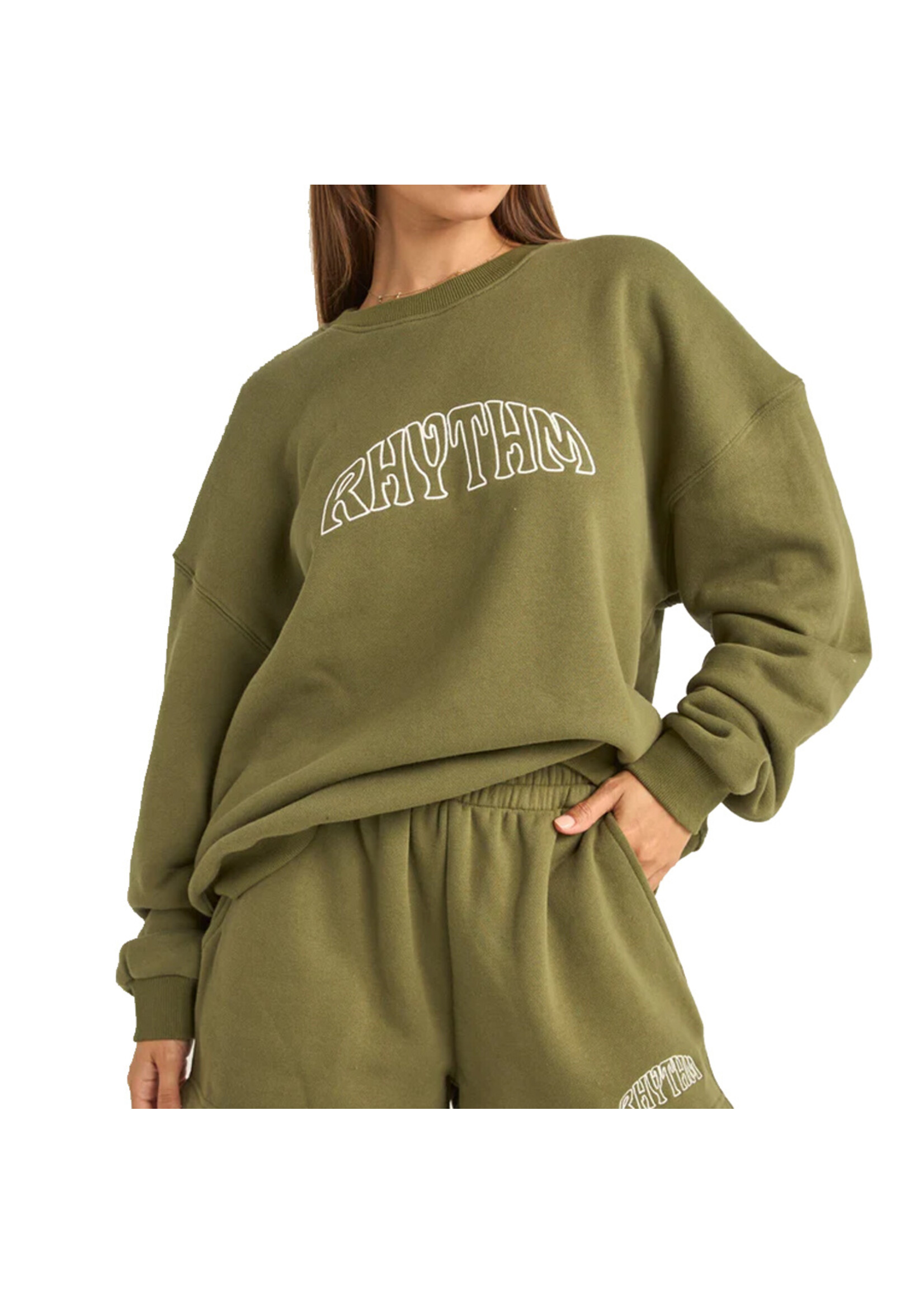 RHYTHM Chandail COLLEGE CREW NECK FLEECE / Olive (Femme)